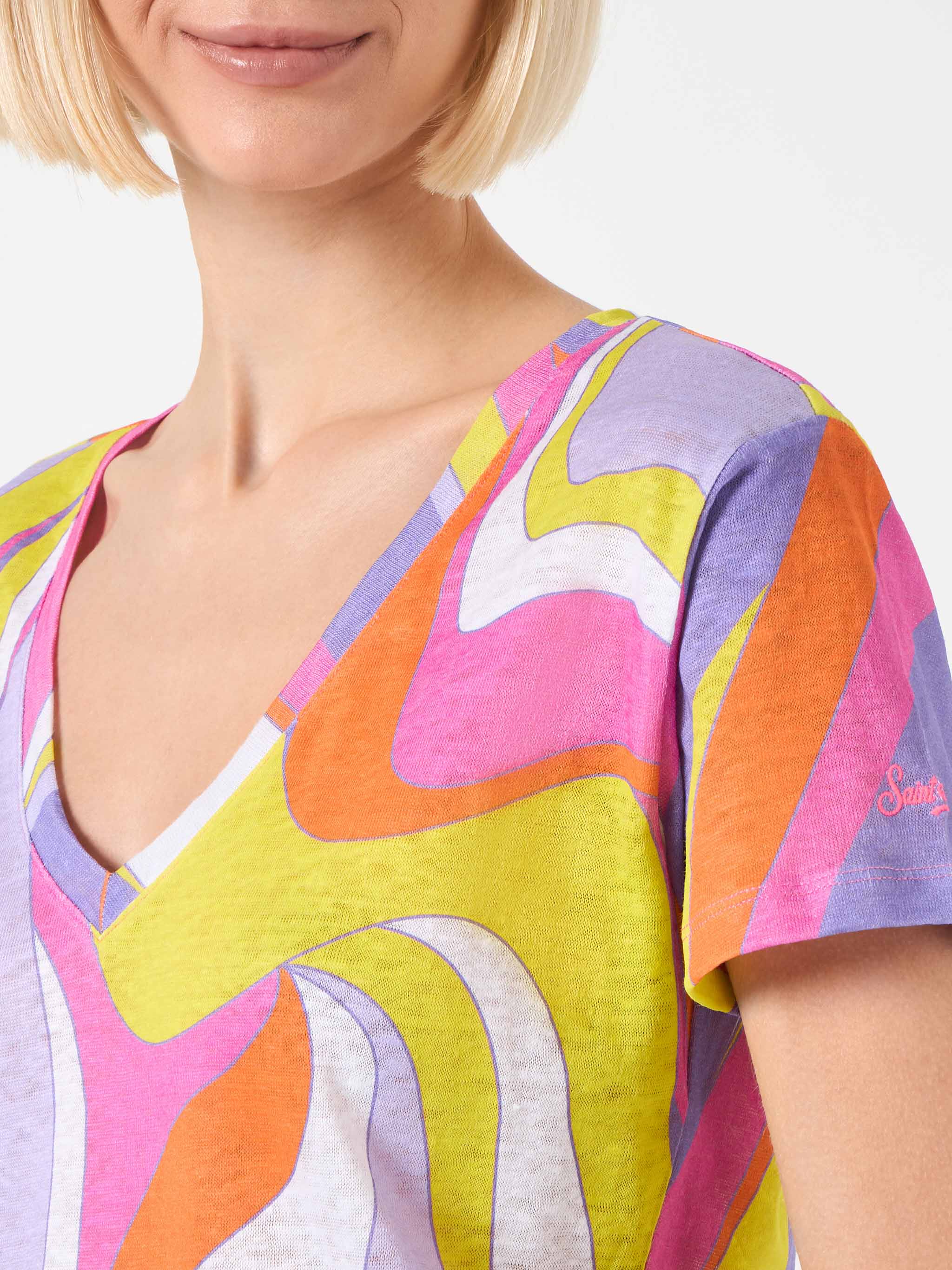 Eloise linen t-shirt with wave print - Image 2