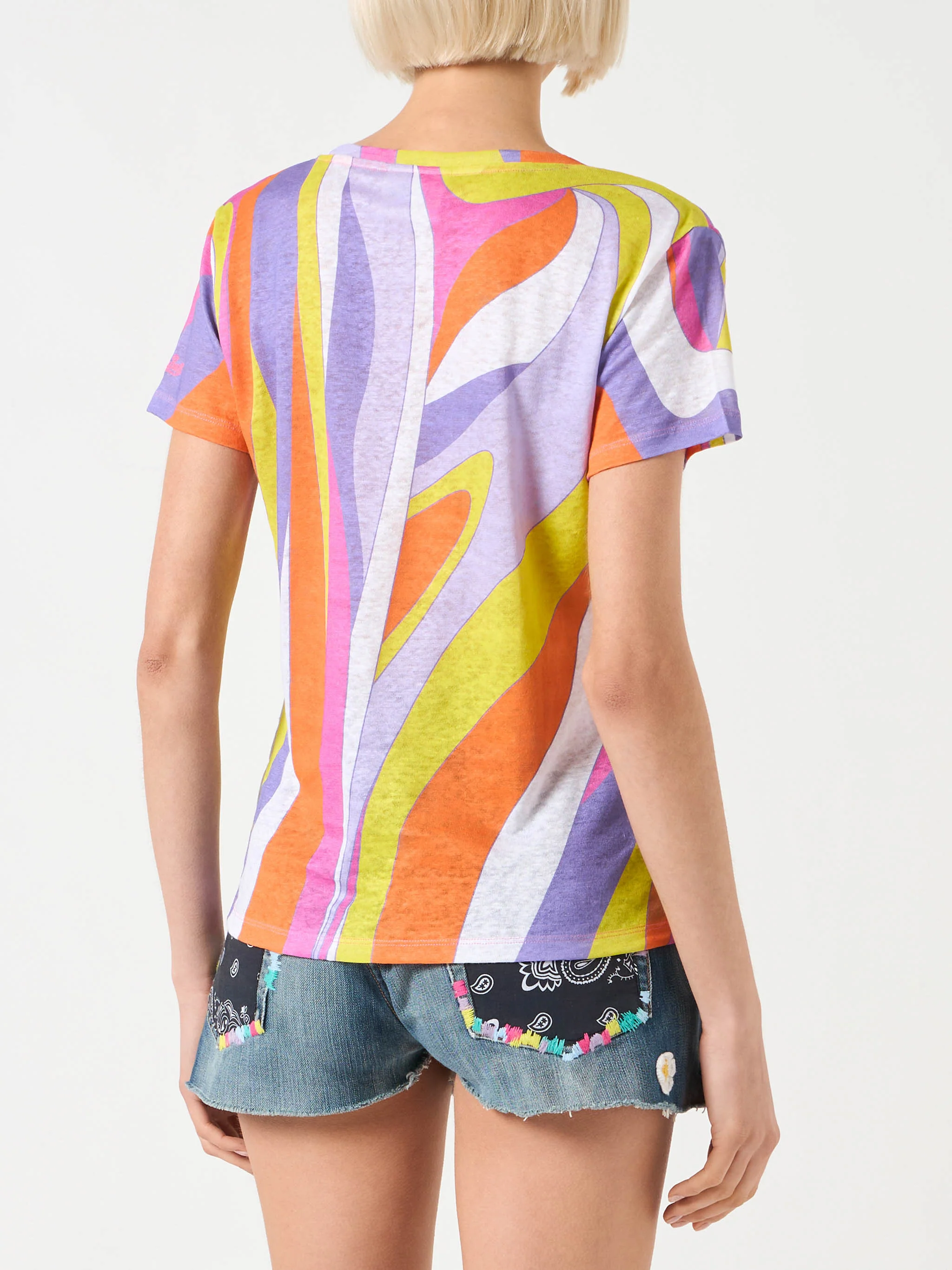 Eloise linen t-shirt with wave print - Image 3