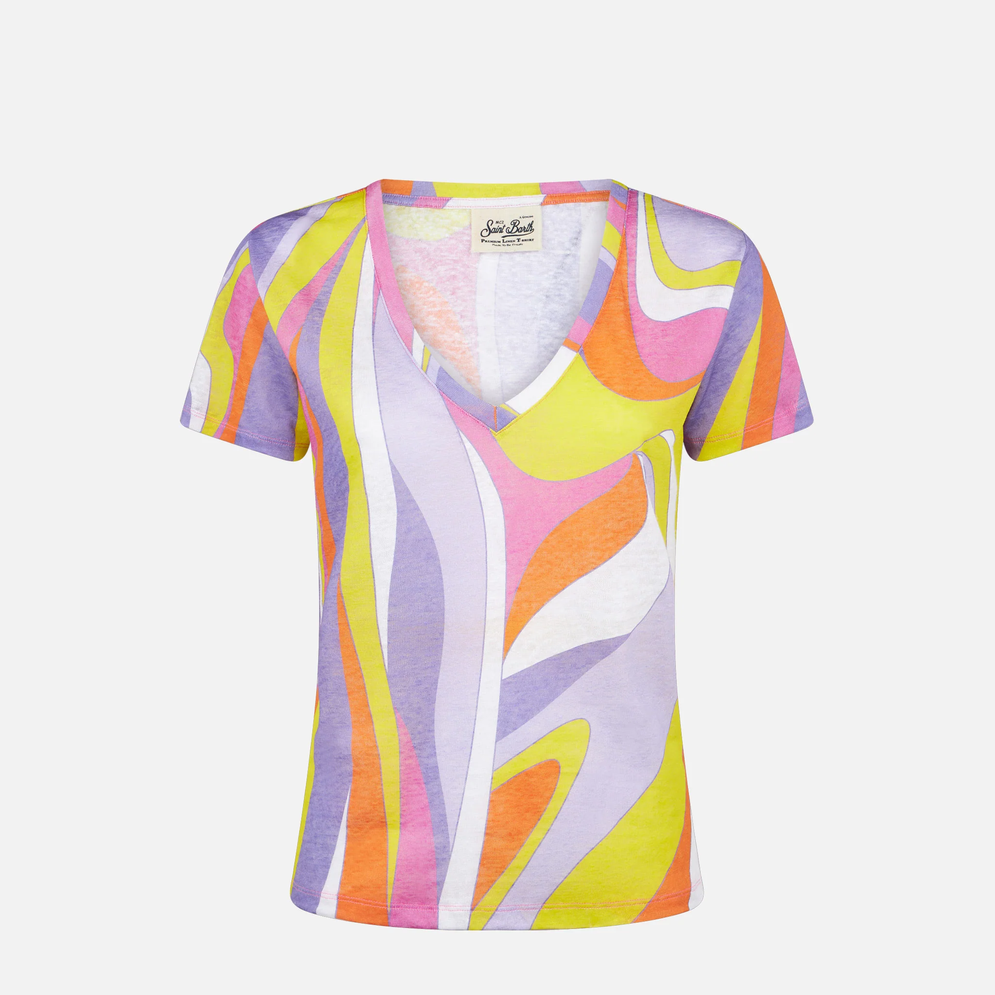 Eloise linen t-shirt with wave print - Image 4