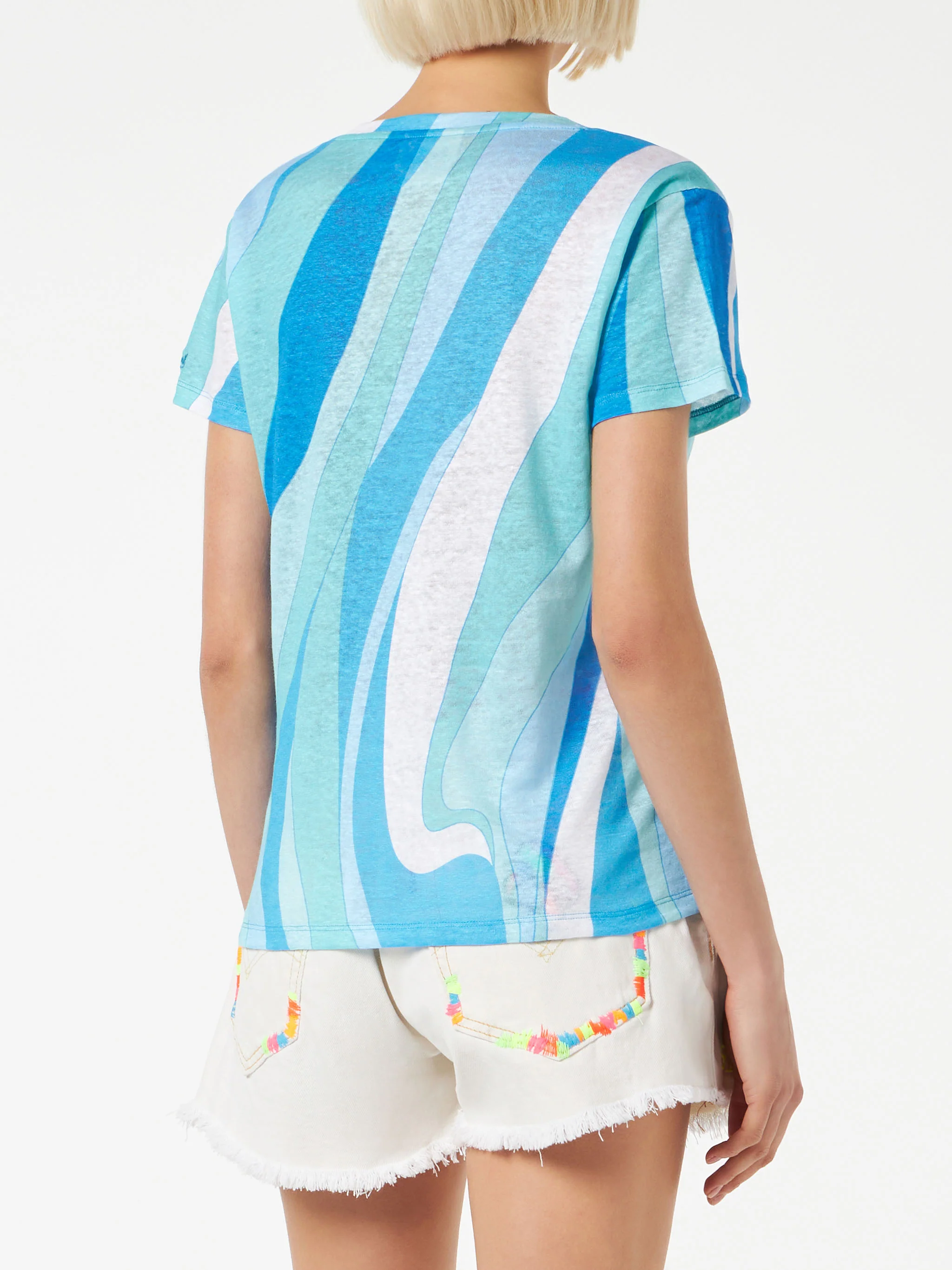 Multicolor wave Eloise linen t-shirt - Image 3