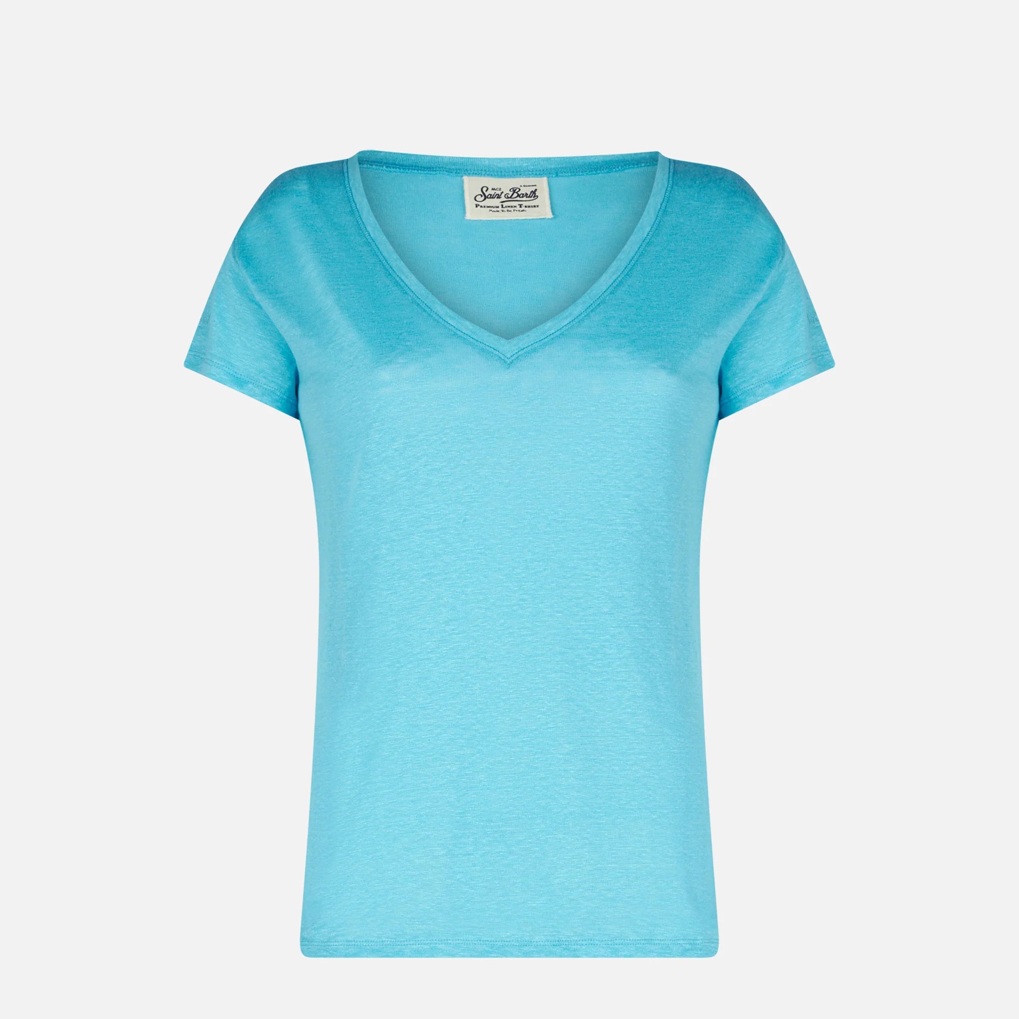 Eloise turquoise linen t-shirt - Image 4