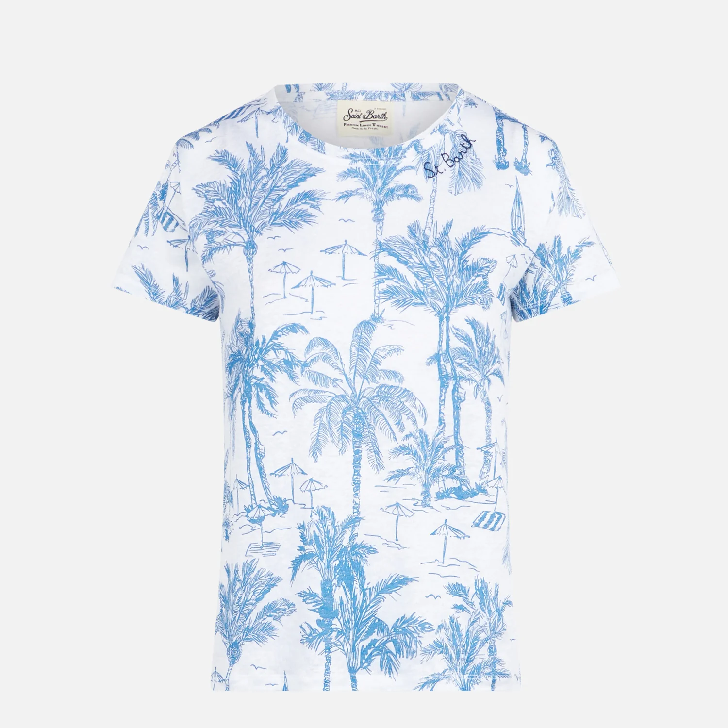 Scarlett blue toile de jouy linen t-shirt - Image 4