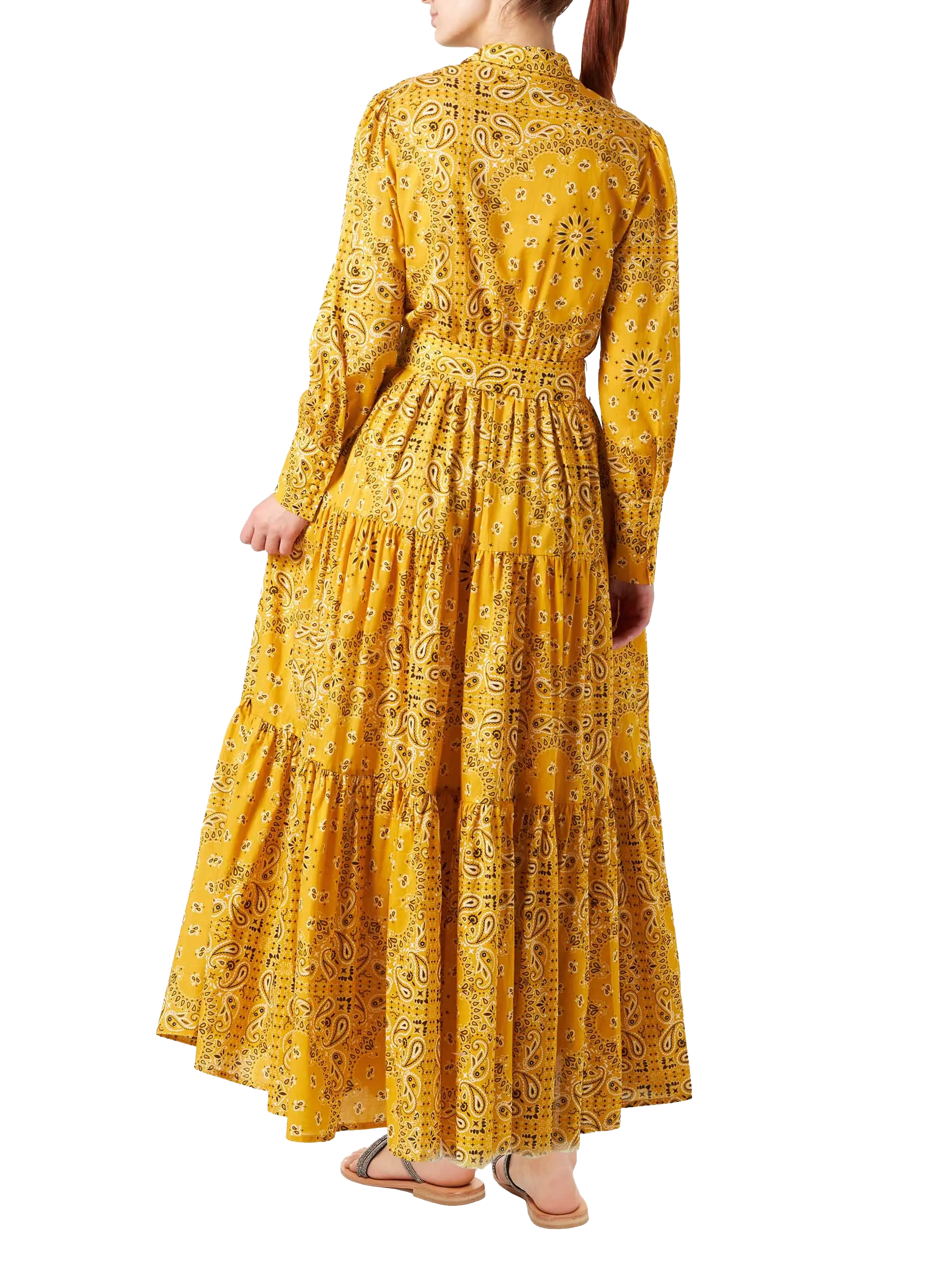 Ochre Jensen cotton long dress with bandana print - Image 2