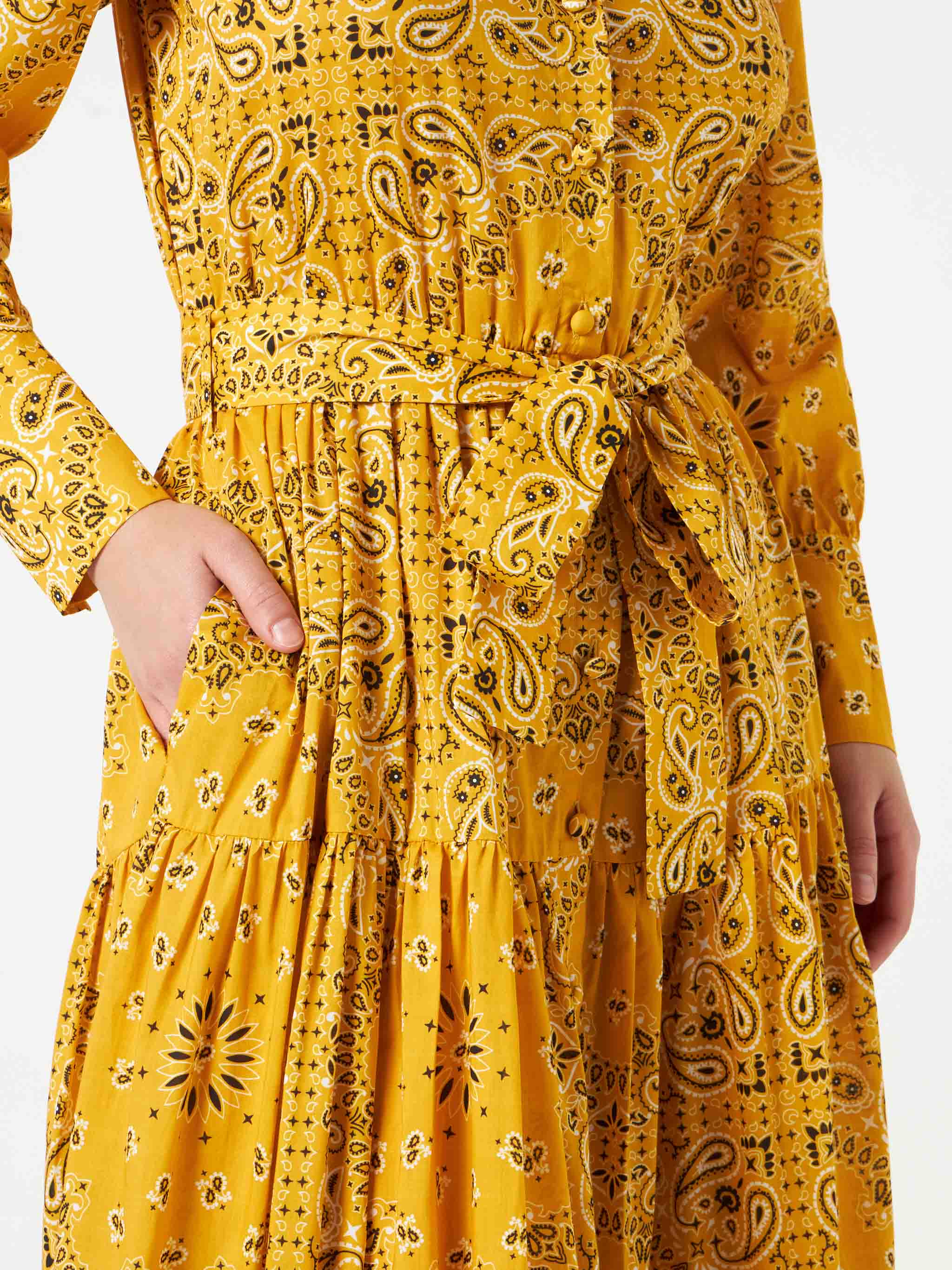 Ochre Jensen cotton long dress with bandana print - Image 3