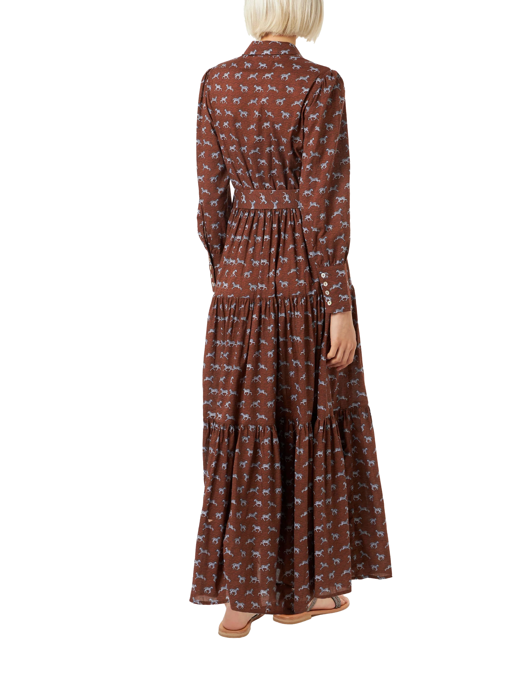 Brown Jensen cotton long dress with zebra print - Image 2