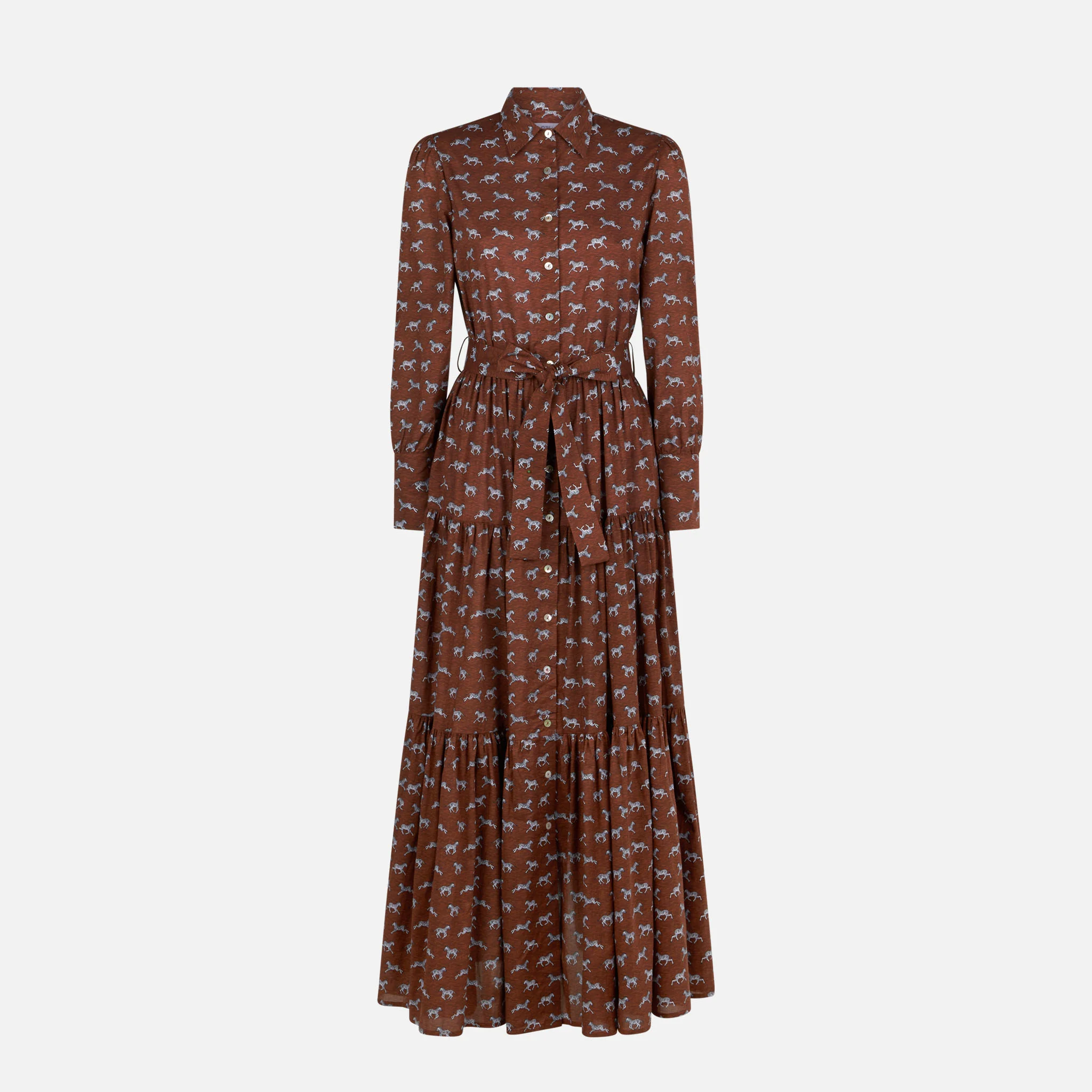 Brown Jensen cotton long dress with zebra print - Image 3
