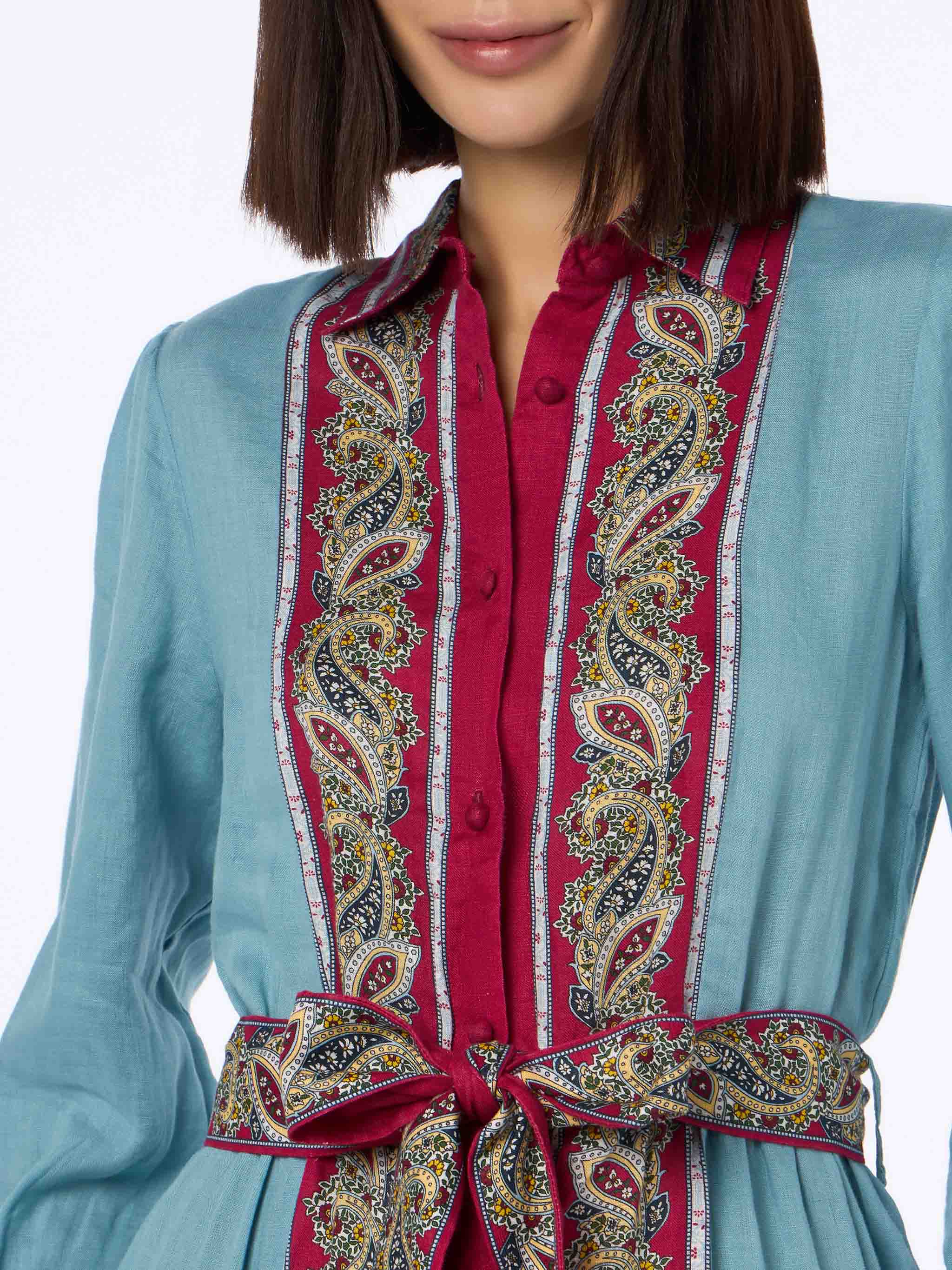 Light blue paisley Jensen linen dress - Image 2