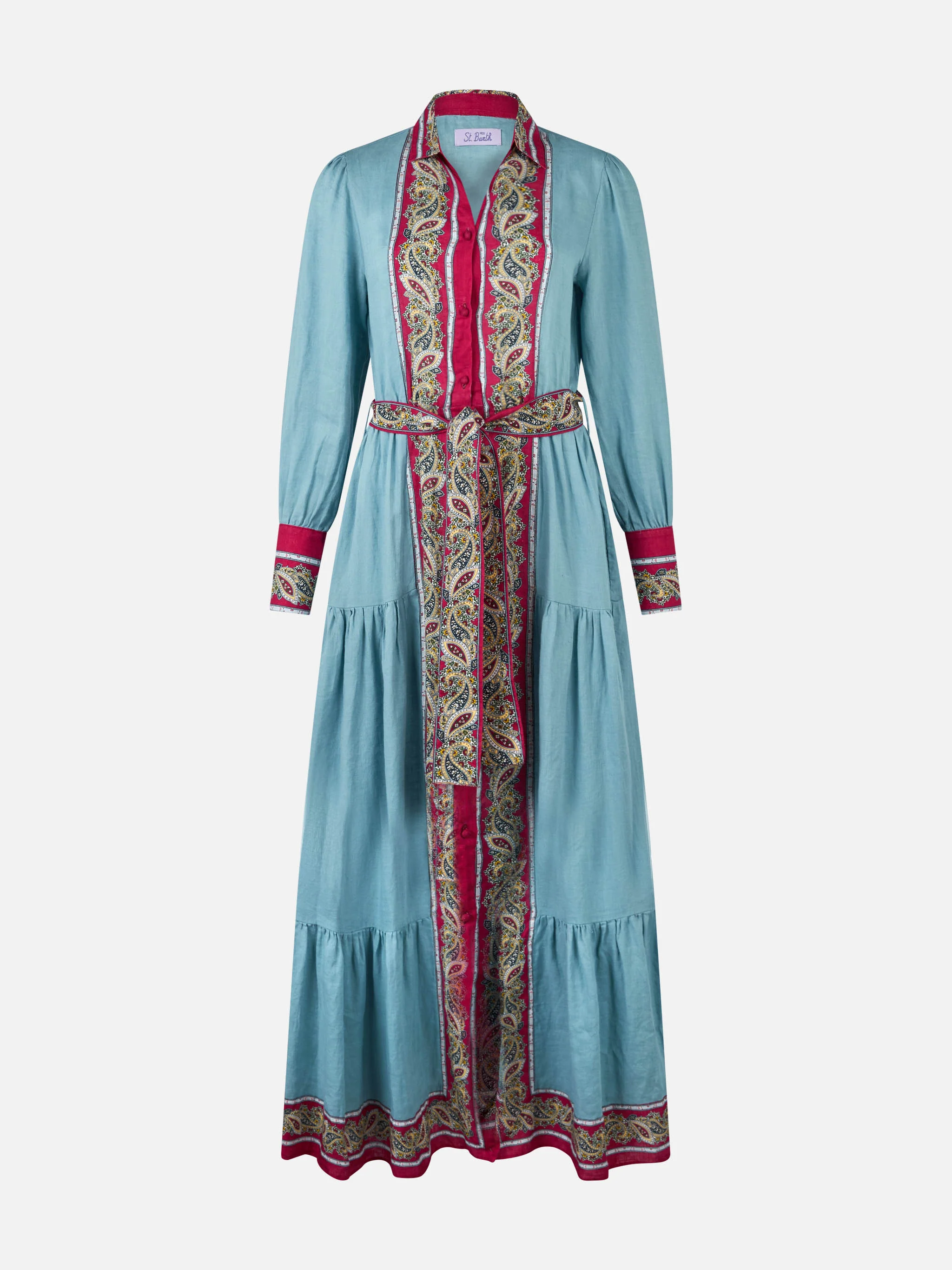 Light blue paisley Jensen linen dress - Image 3