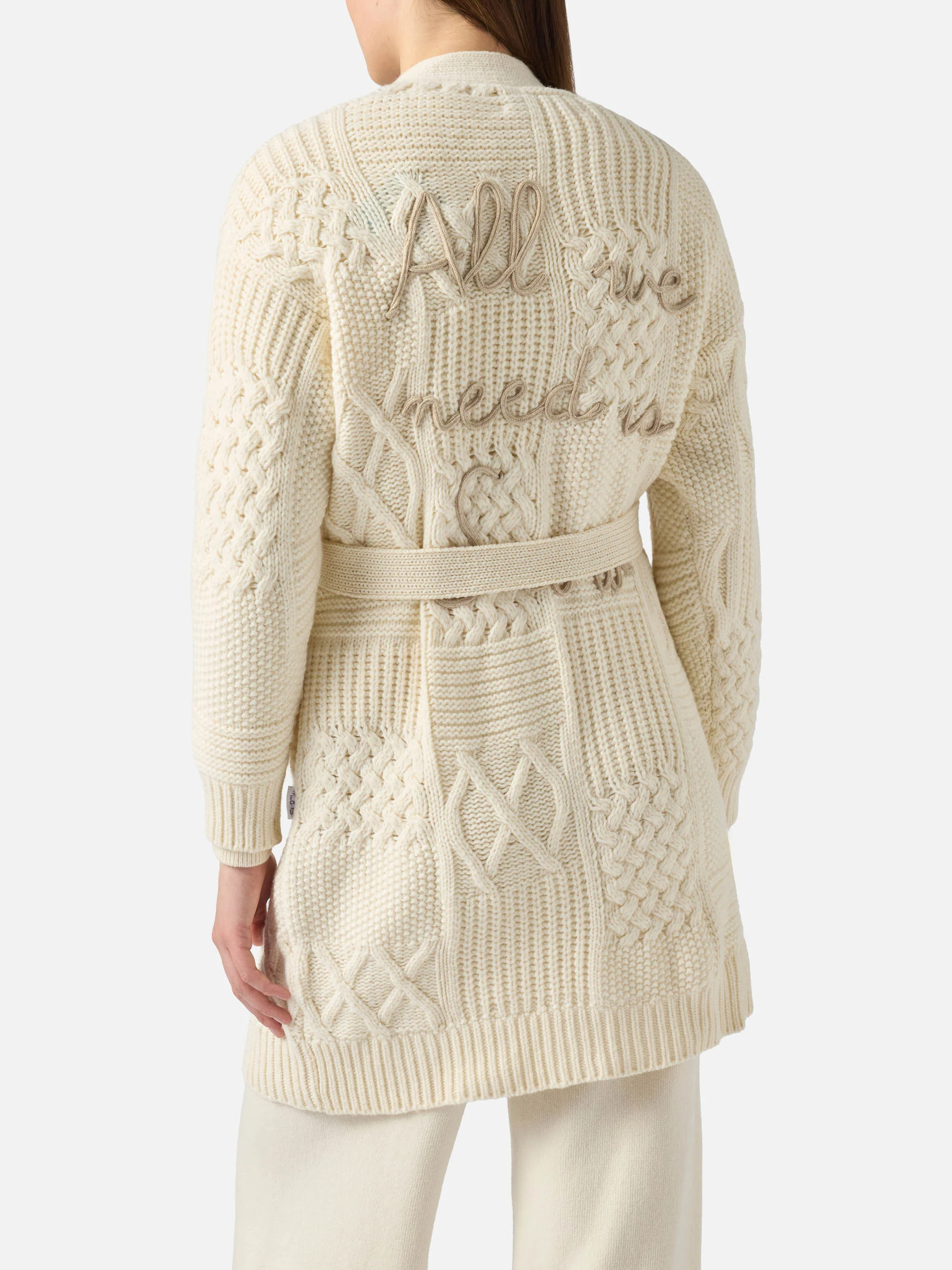 Maxi cardigan Daba with embroidery and belt - Image 2