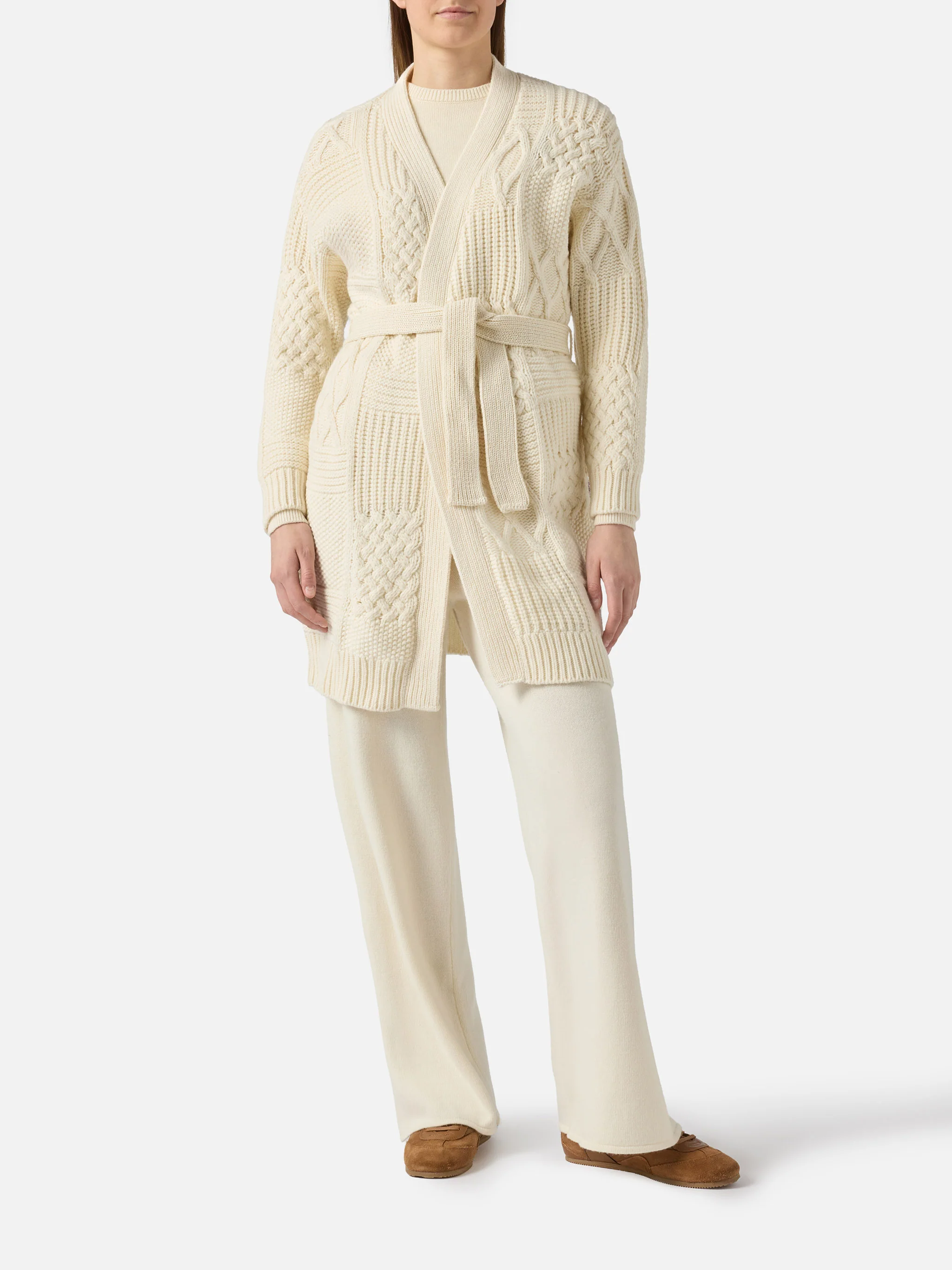 Maxi cardigan Daba with embroidery and belt - Image 3