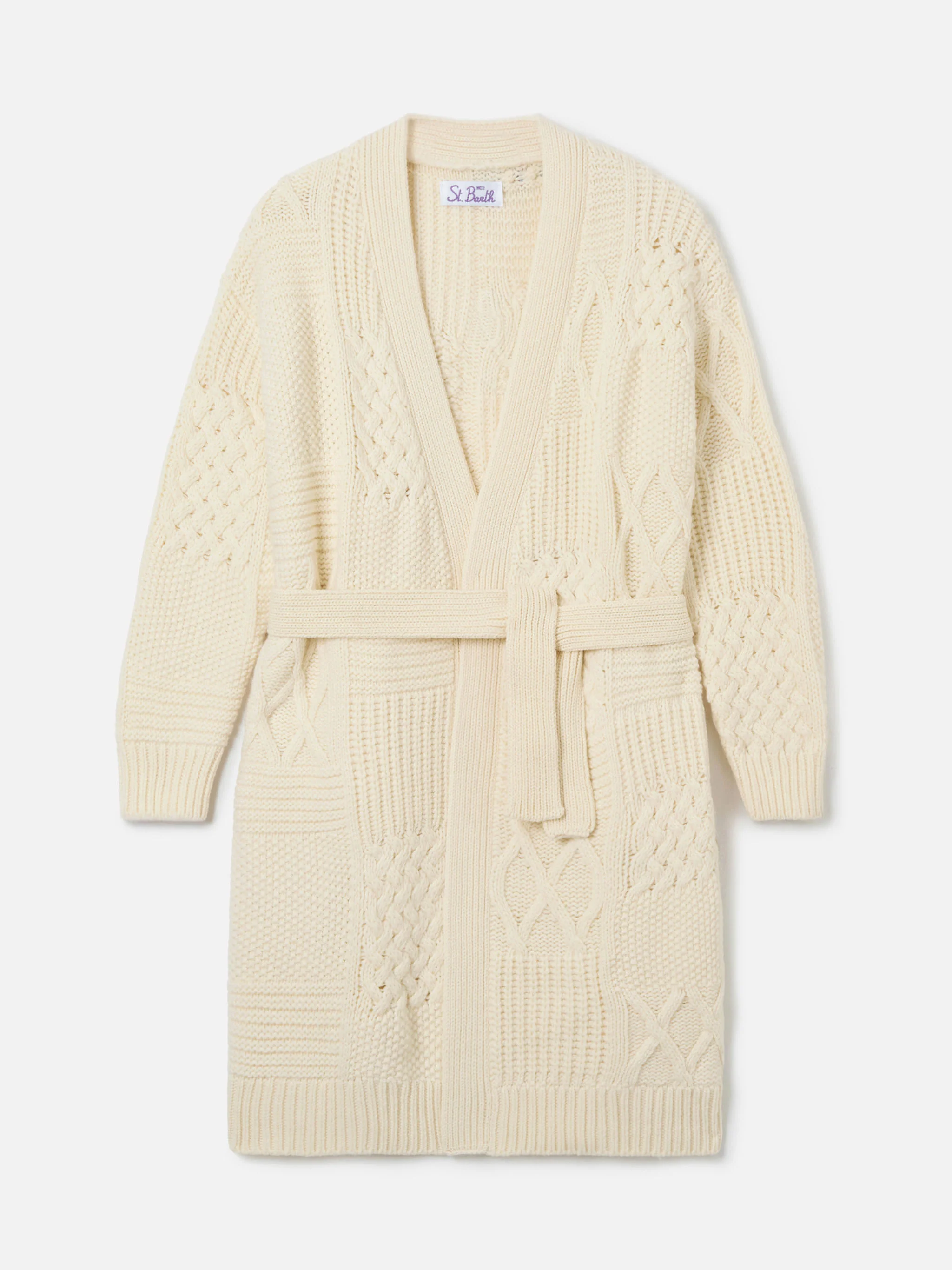 Maxi cardigan Daba with embroidery and belt - Image 6