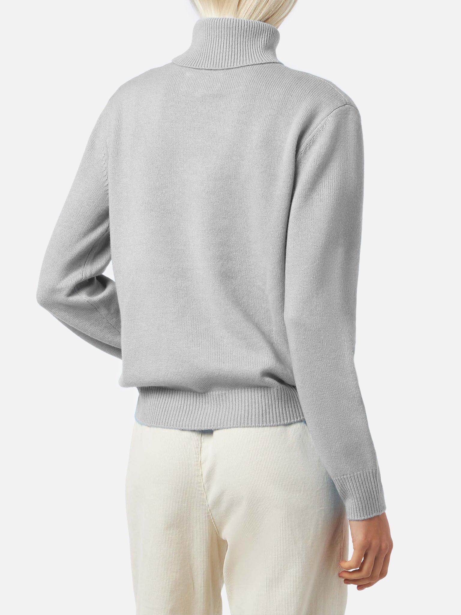Moody grey mélange pure cashmere turtleneck sweater - Image 3