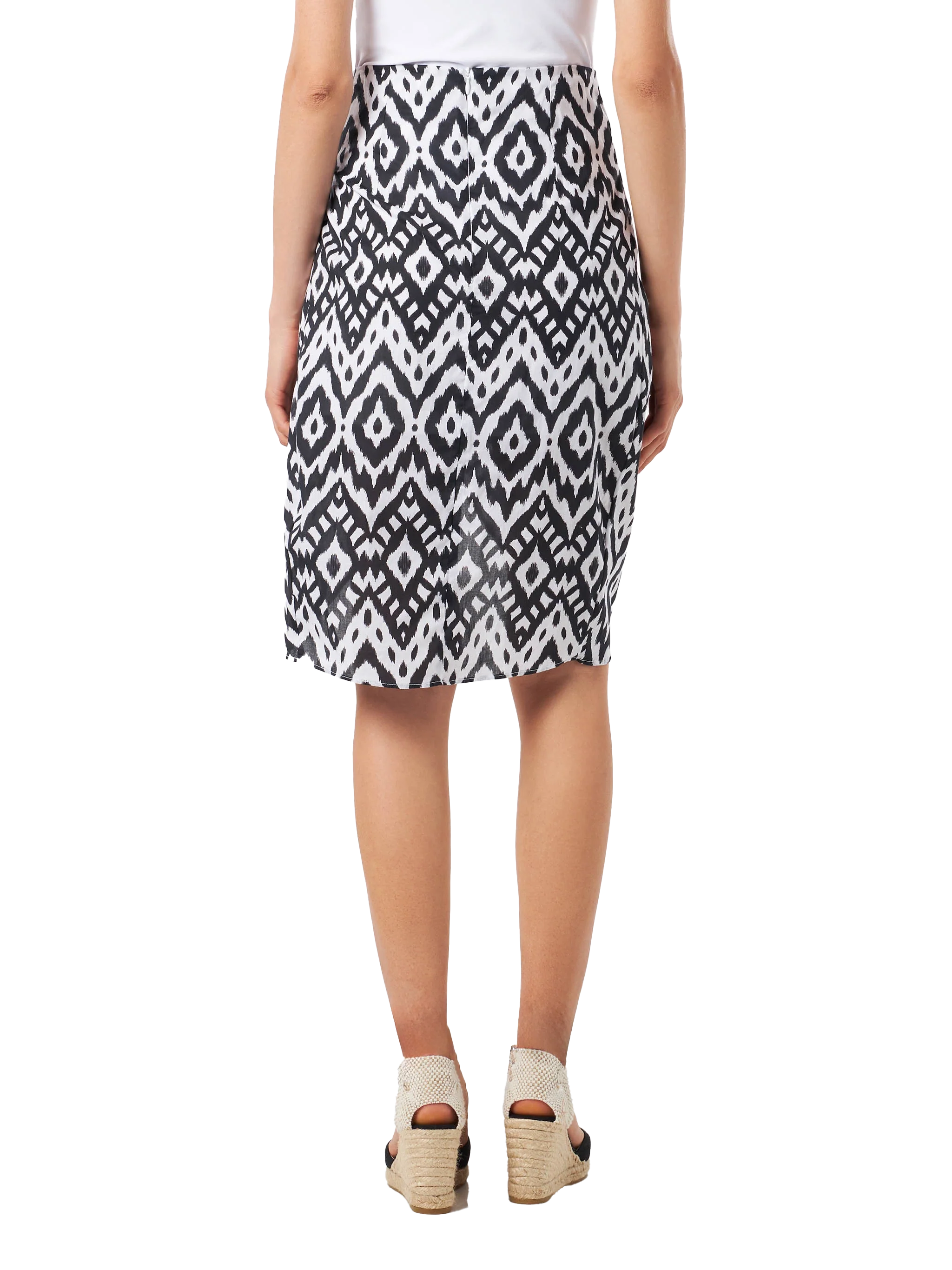 Amanda black and white ikat midi skirt - Image 2