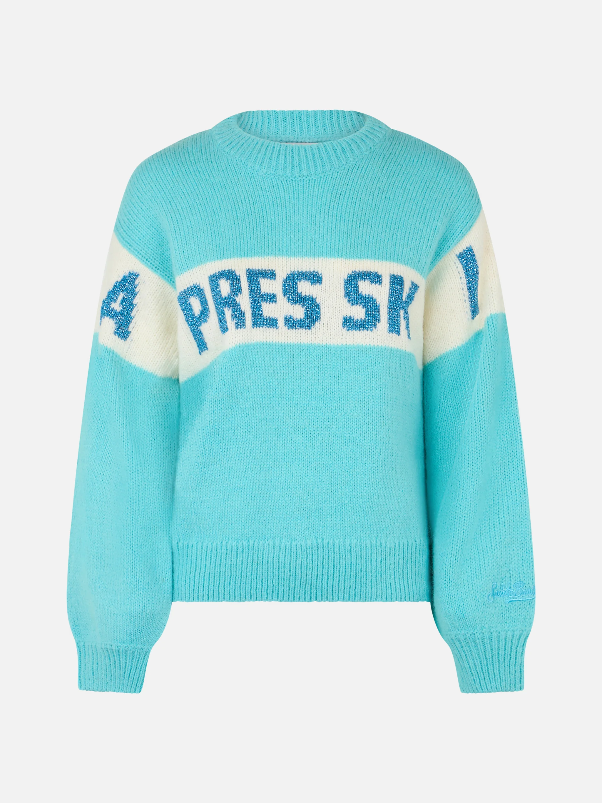 Danya light blue sweater with Après Ski print - Image 4