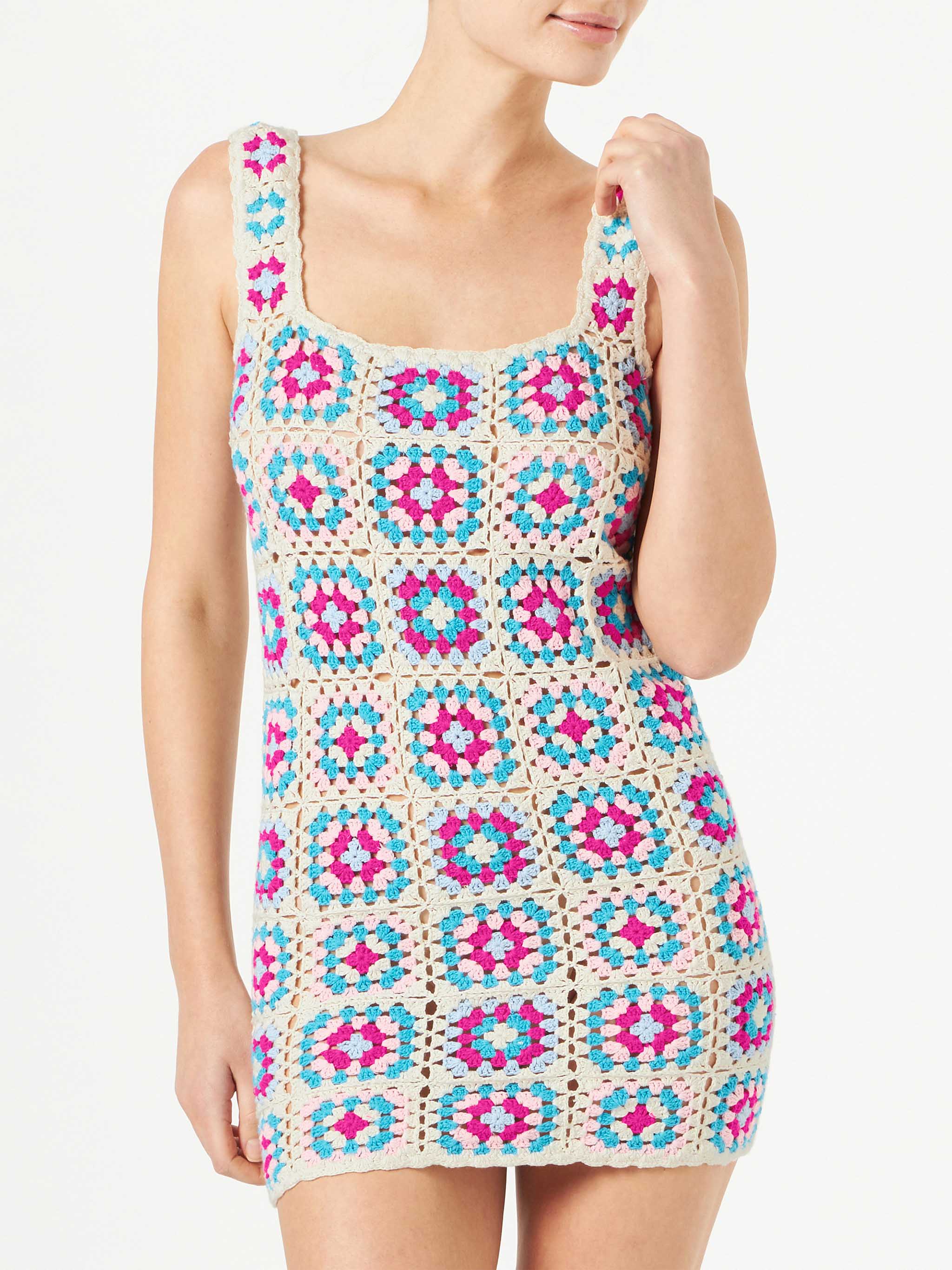 Multicolor Jaisal crochet cotton dress