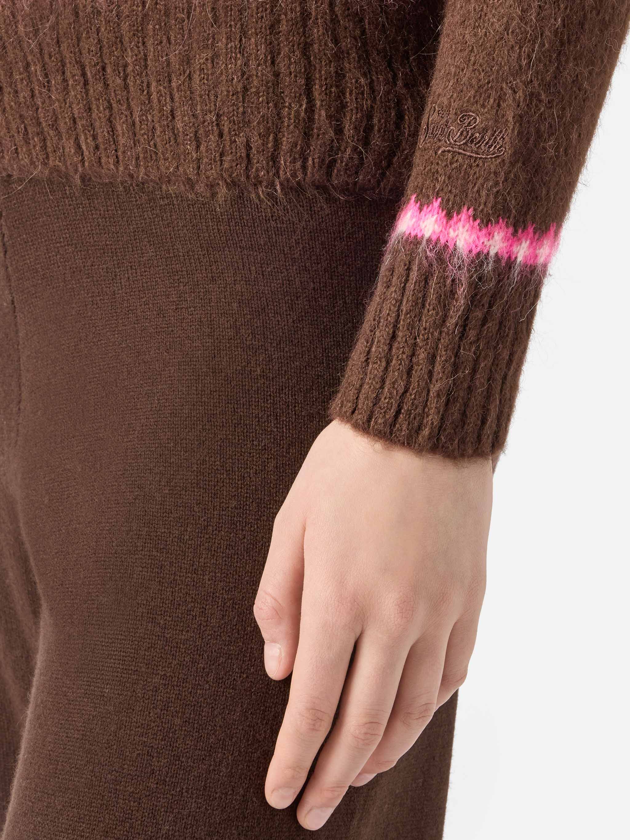 Brown sweater Queen Nordic Soft with fair isle jacquard and Sun Moritz embroidery - Image 4