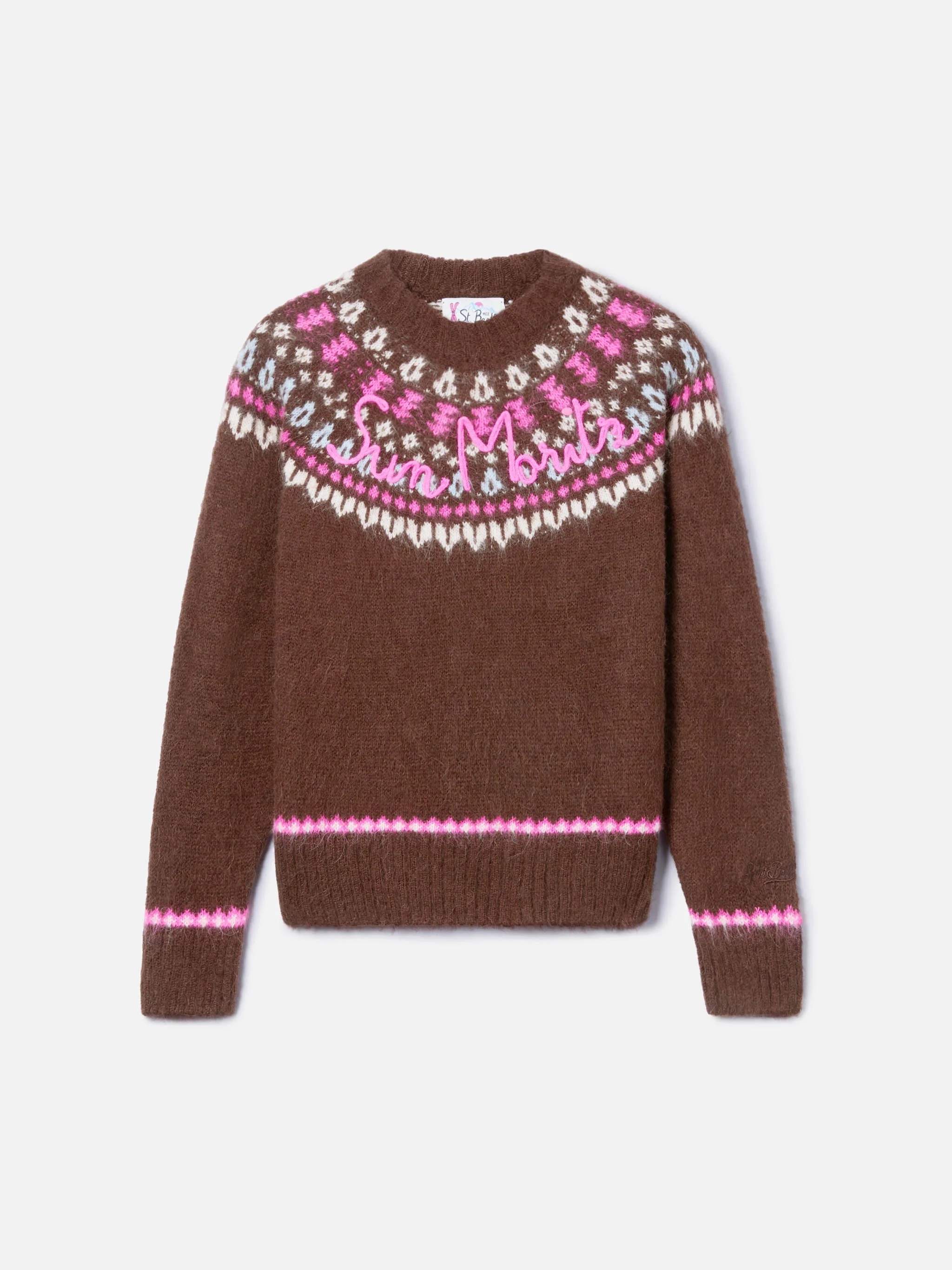 Brown sweater Queen Nordic Soft with fair isle jacquard and Sun Moritz embroidery - Image 5
