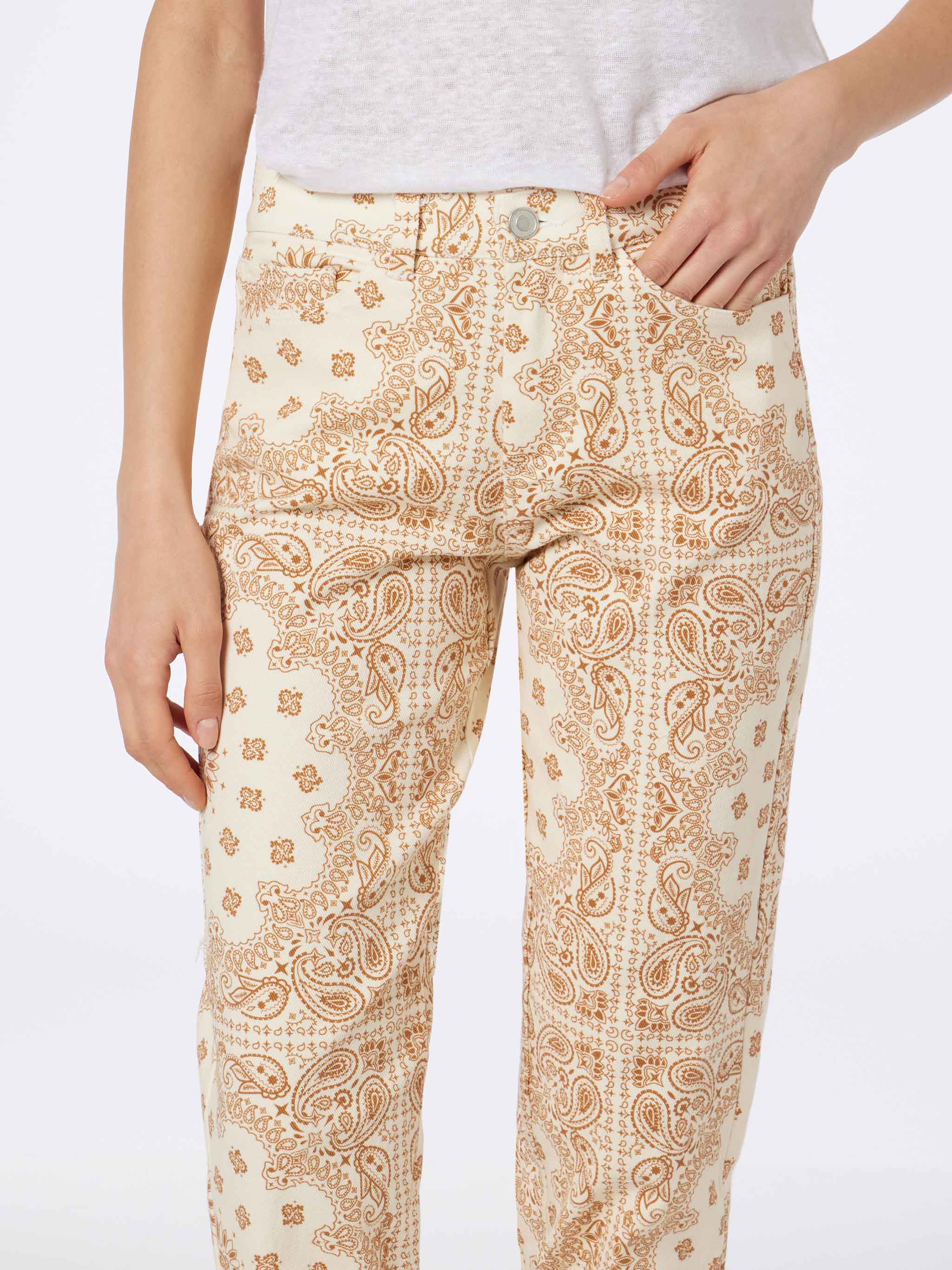 Belleville off-white bandana print denim pants - Image 3