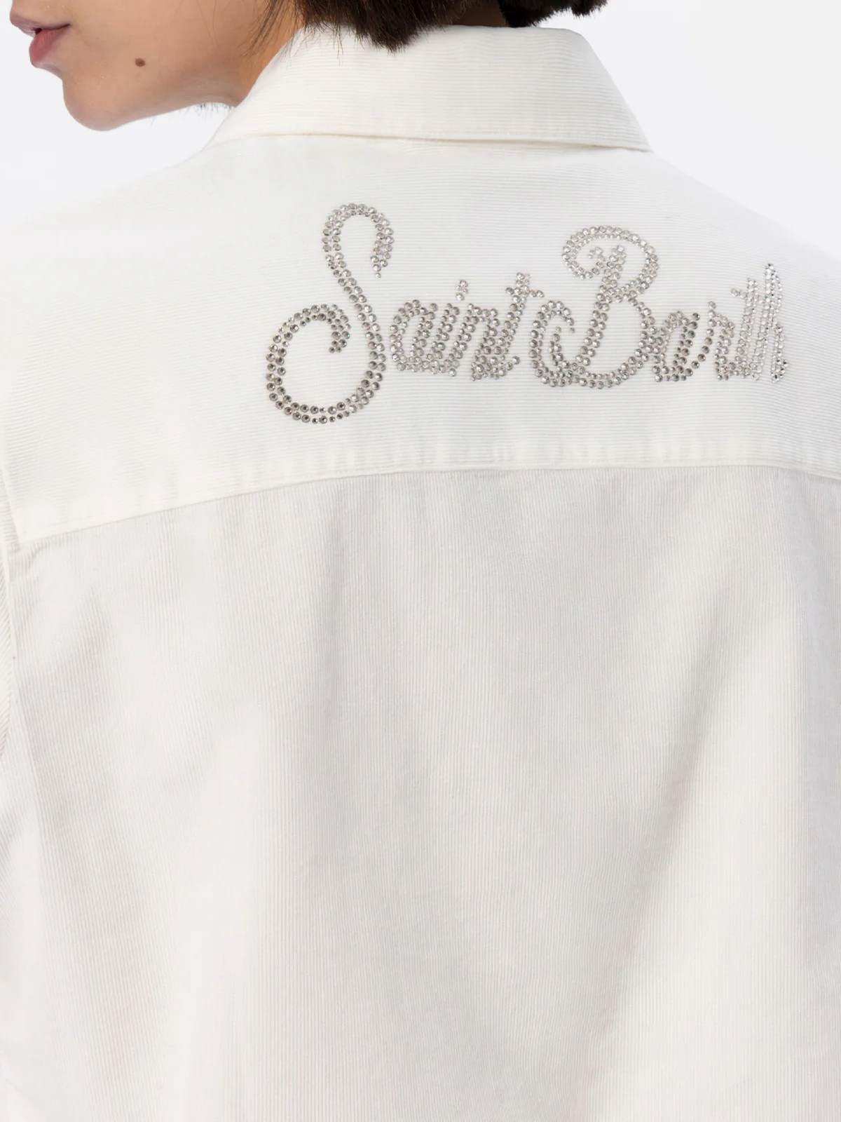 Deer off-white corduroy shirt with rhinestone logo - Image 2
