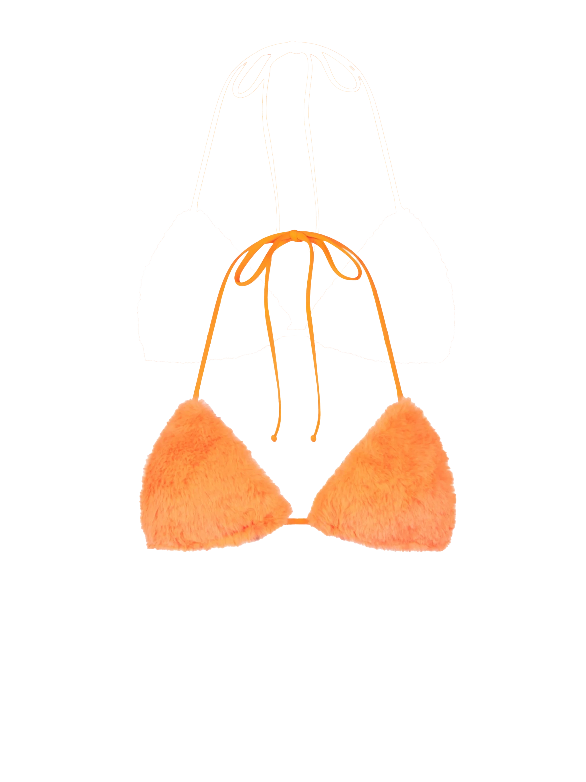 Leah fluo orange faux fur triangle bikini top