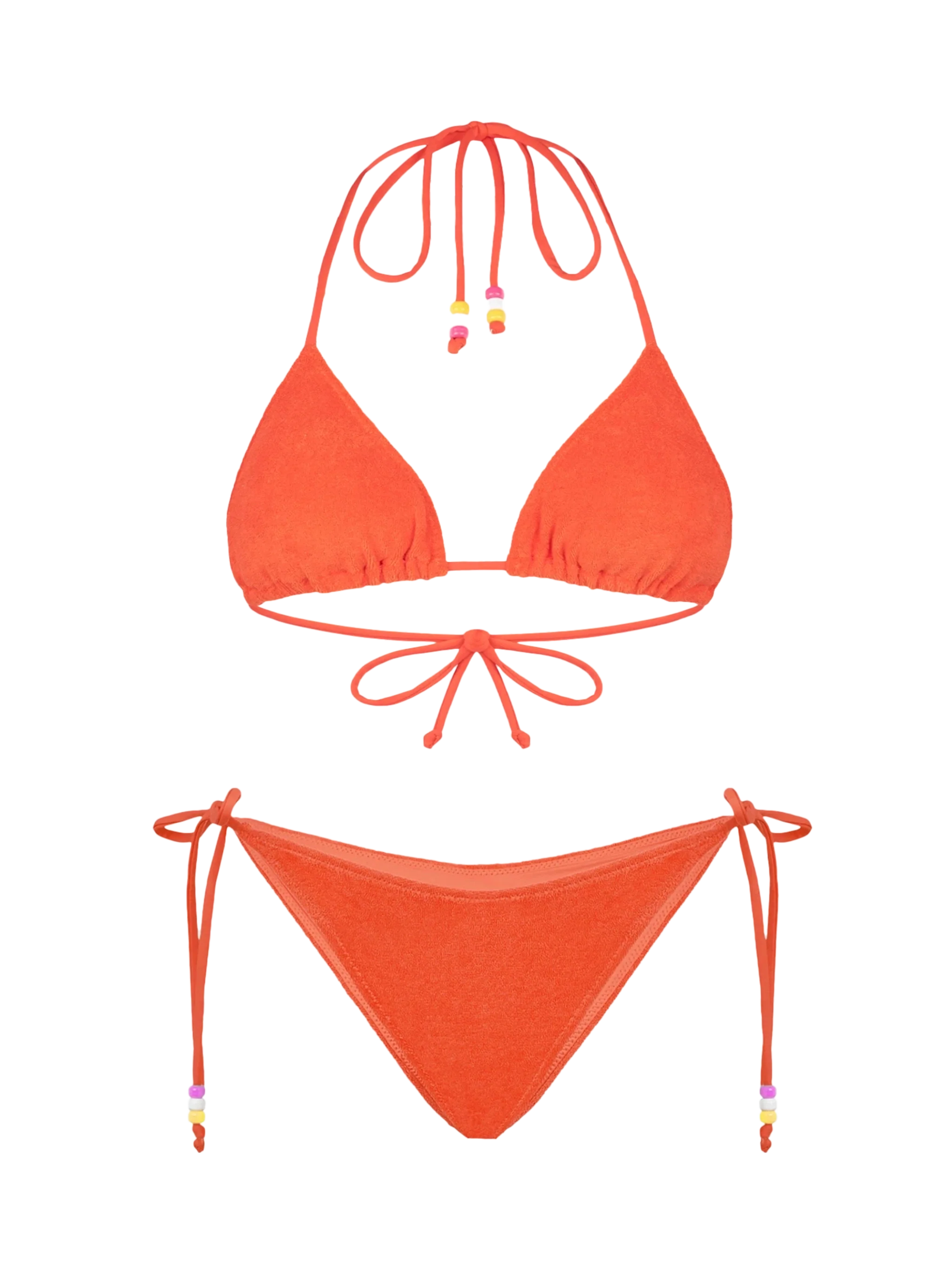 Leah Marielle orange terry triangle bikini with charms