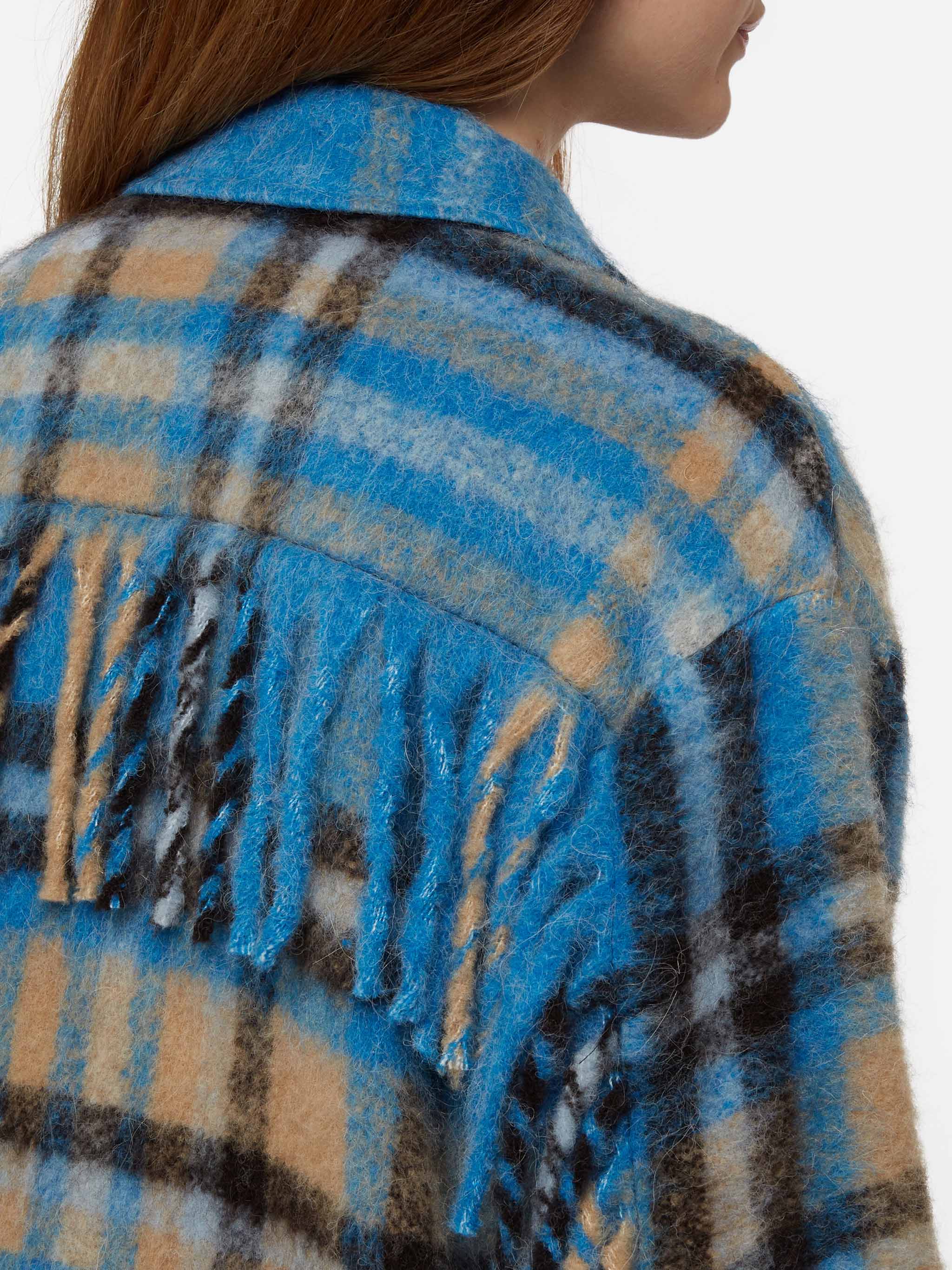 Marceline overshirt jacket with fringes and tartan pattern - Image 2