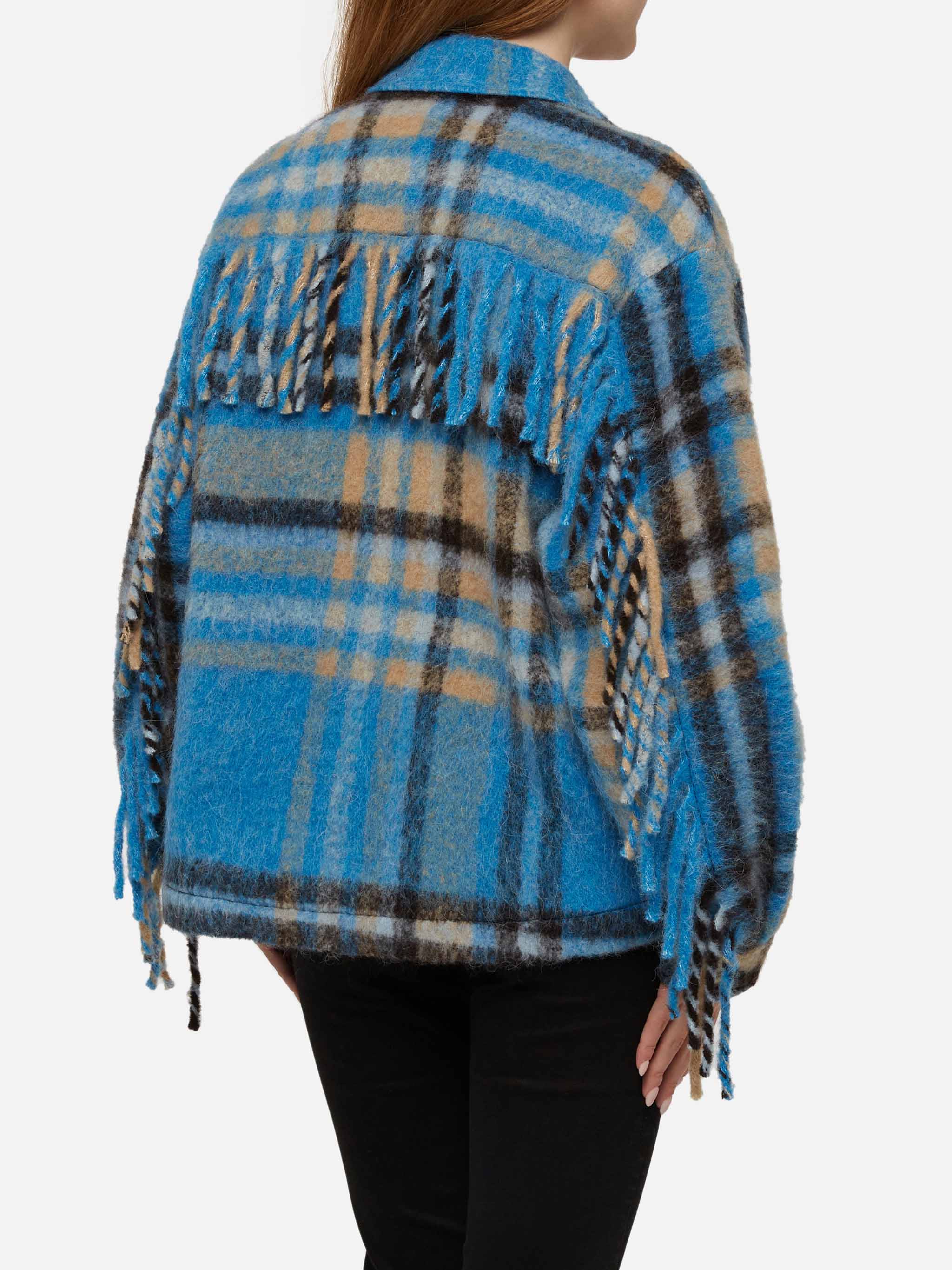 Marceline overshirt jacket with fringes and tartan pattern - Image 3
