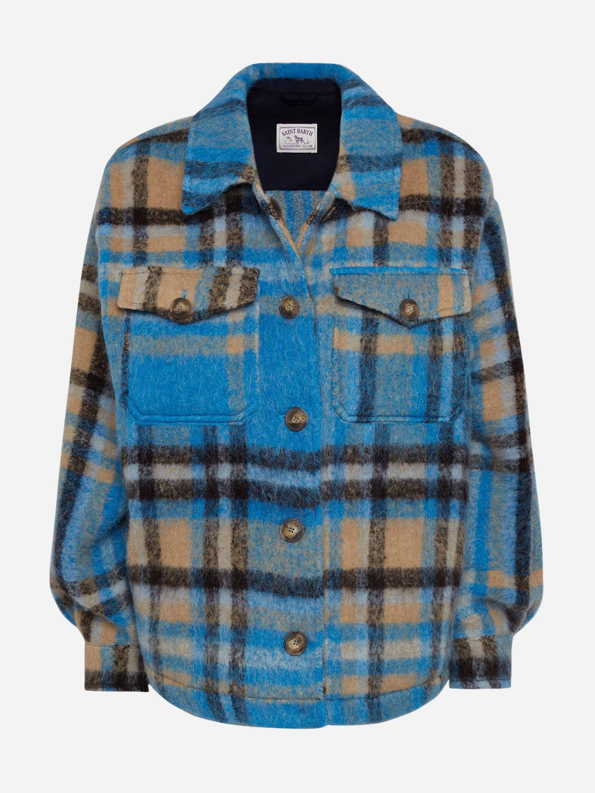 Marceline overshirt jacket with fringes and tartan pattern - Image 4