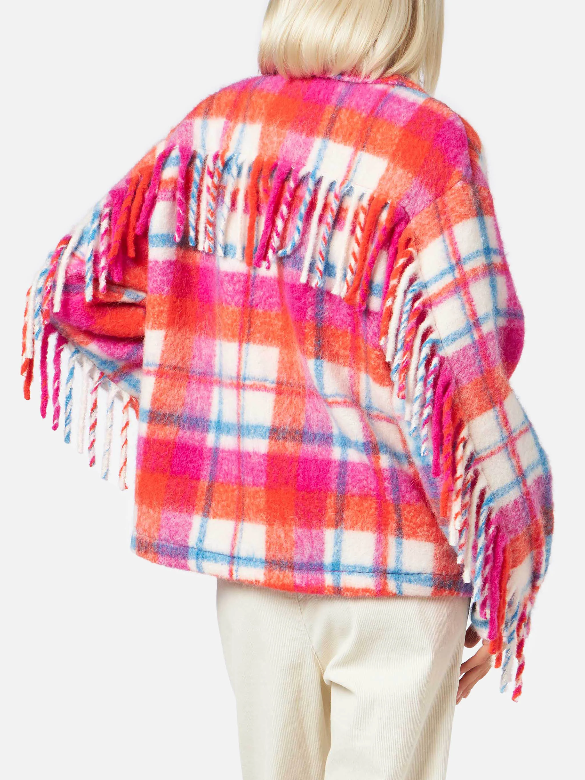 Marceline tartan overshirt jacket with fringes - Image 2