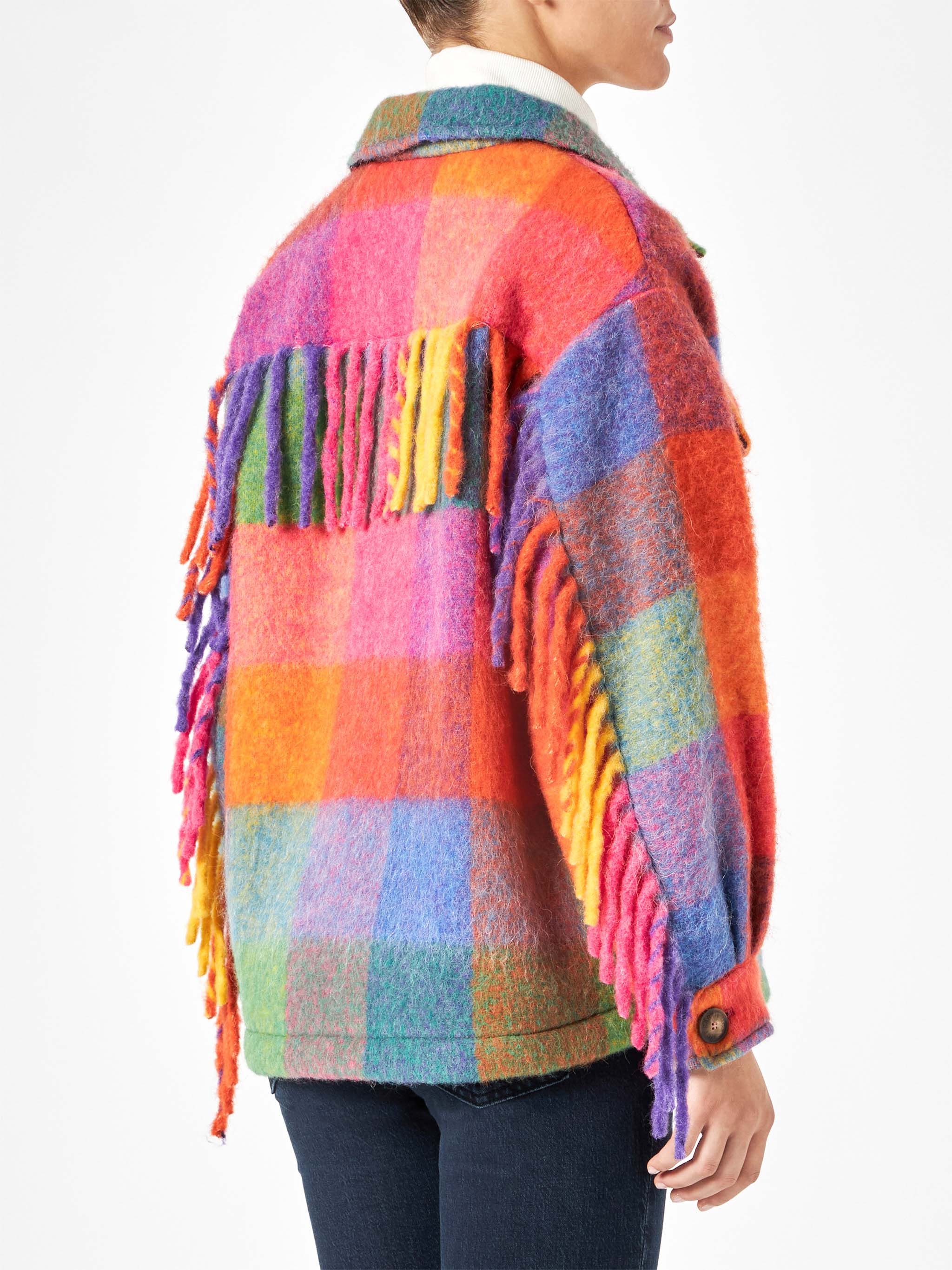 Marceline multicolor check overshirt with fringes - Image 2
