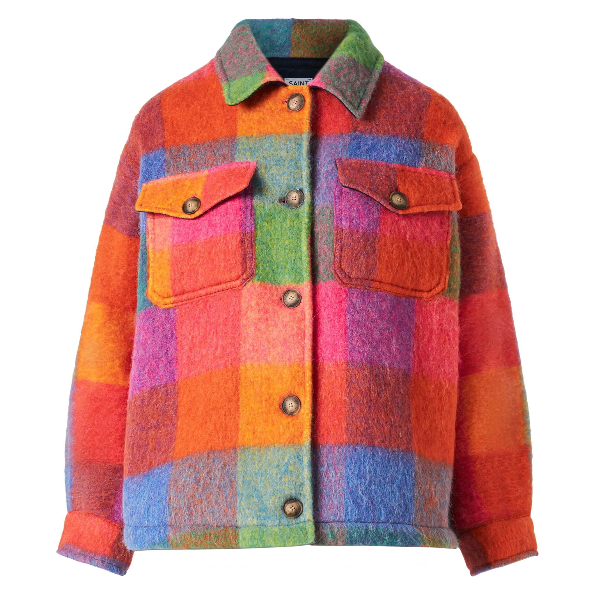 Marceline multicolor check overshirt with fringes - Image 4