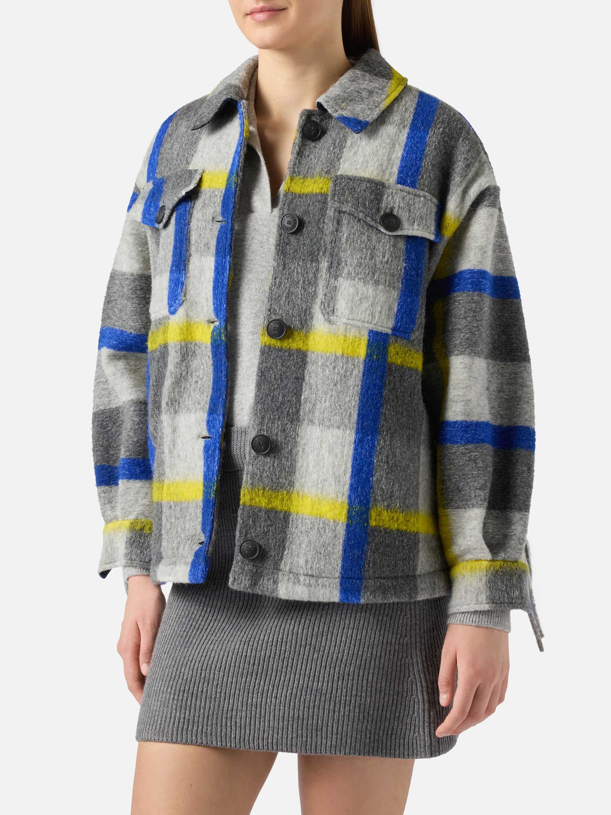 Marceline overshirt with fringes and tartan print