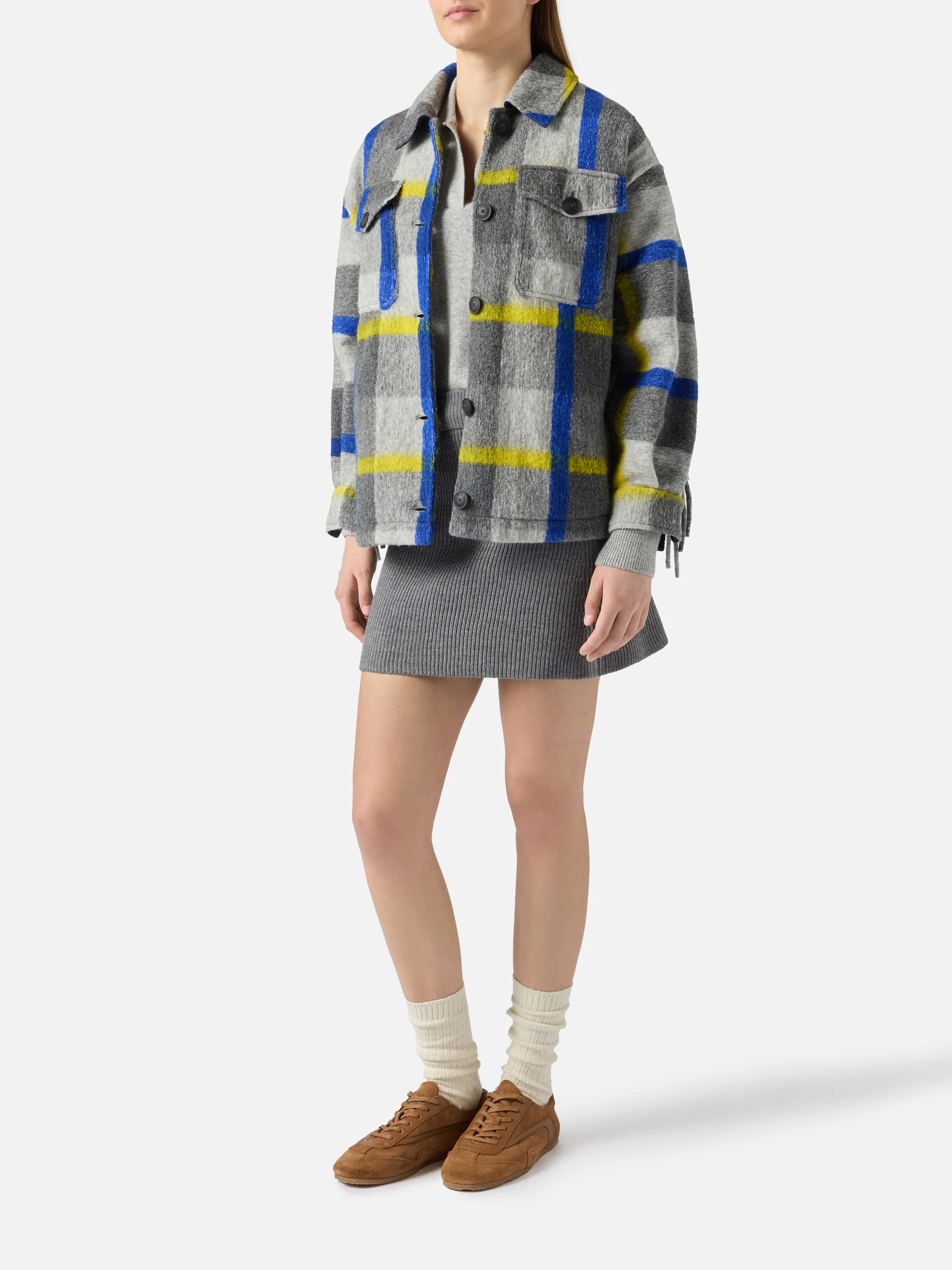 Marceline overshirt with fringes and tartan print - Image 2
