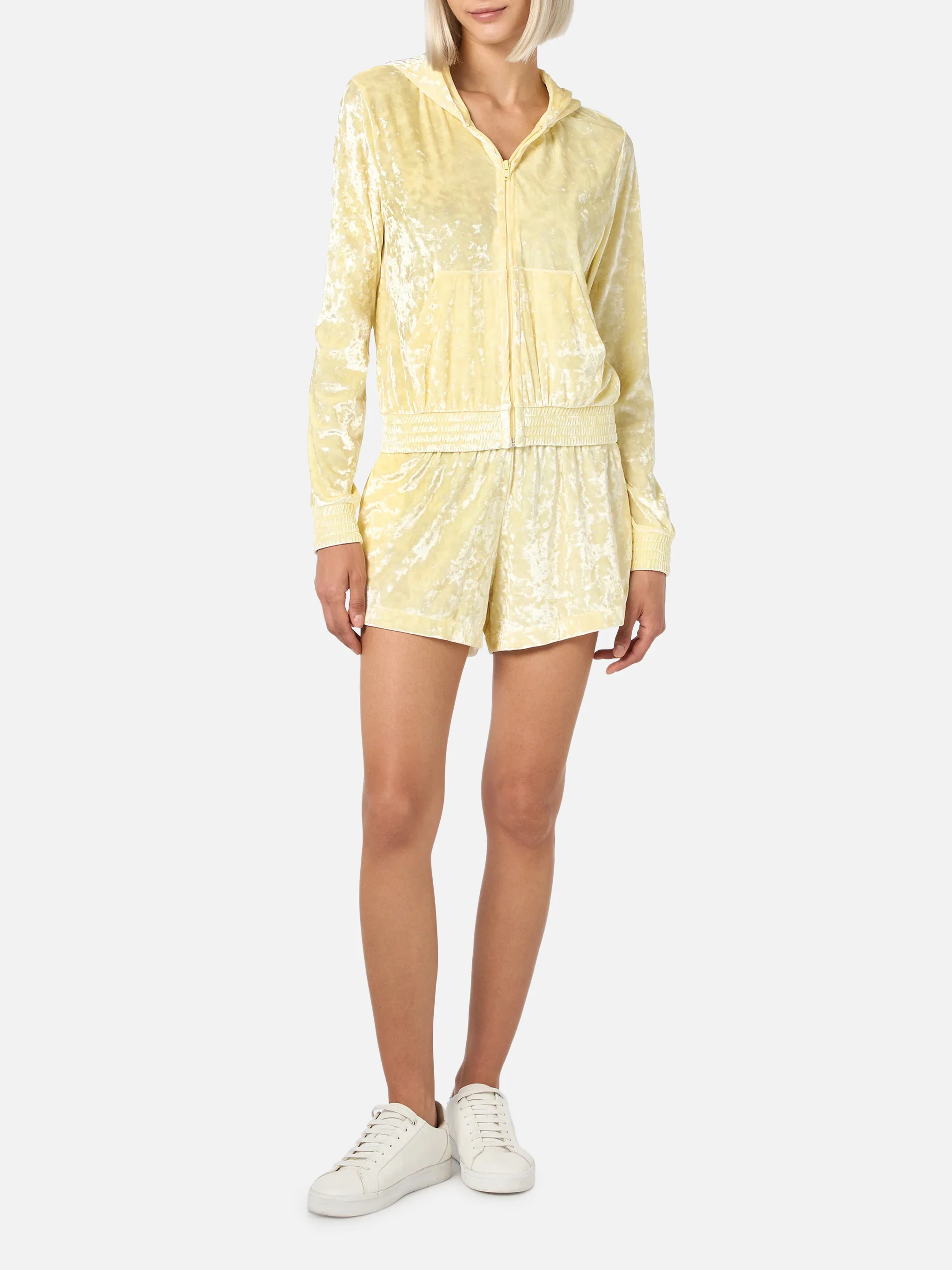 Light yellow chenille Cate pull-up shorts - Image 5