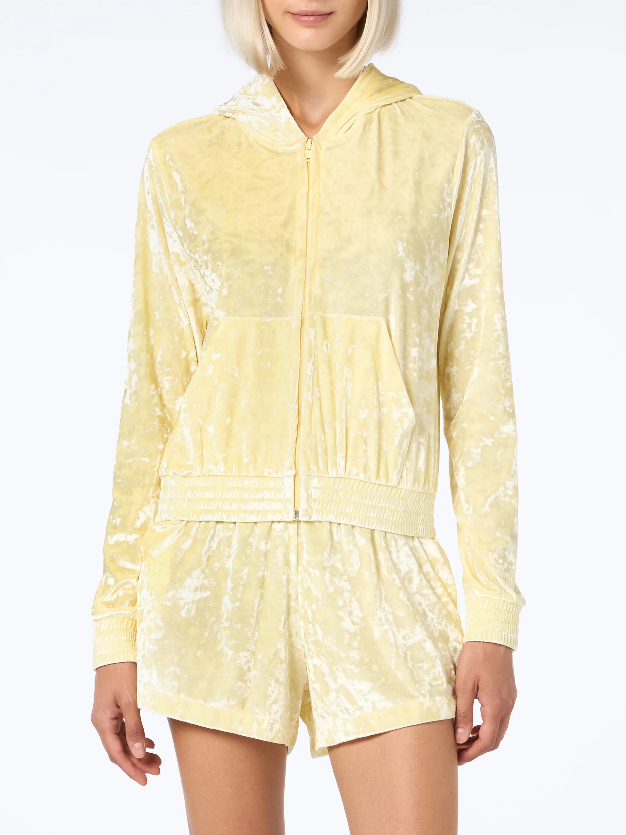 Jasmine pale yellow terry zip hoodie - Image 2