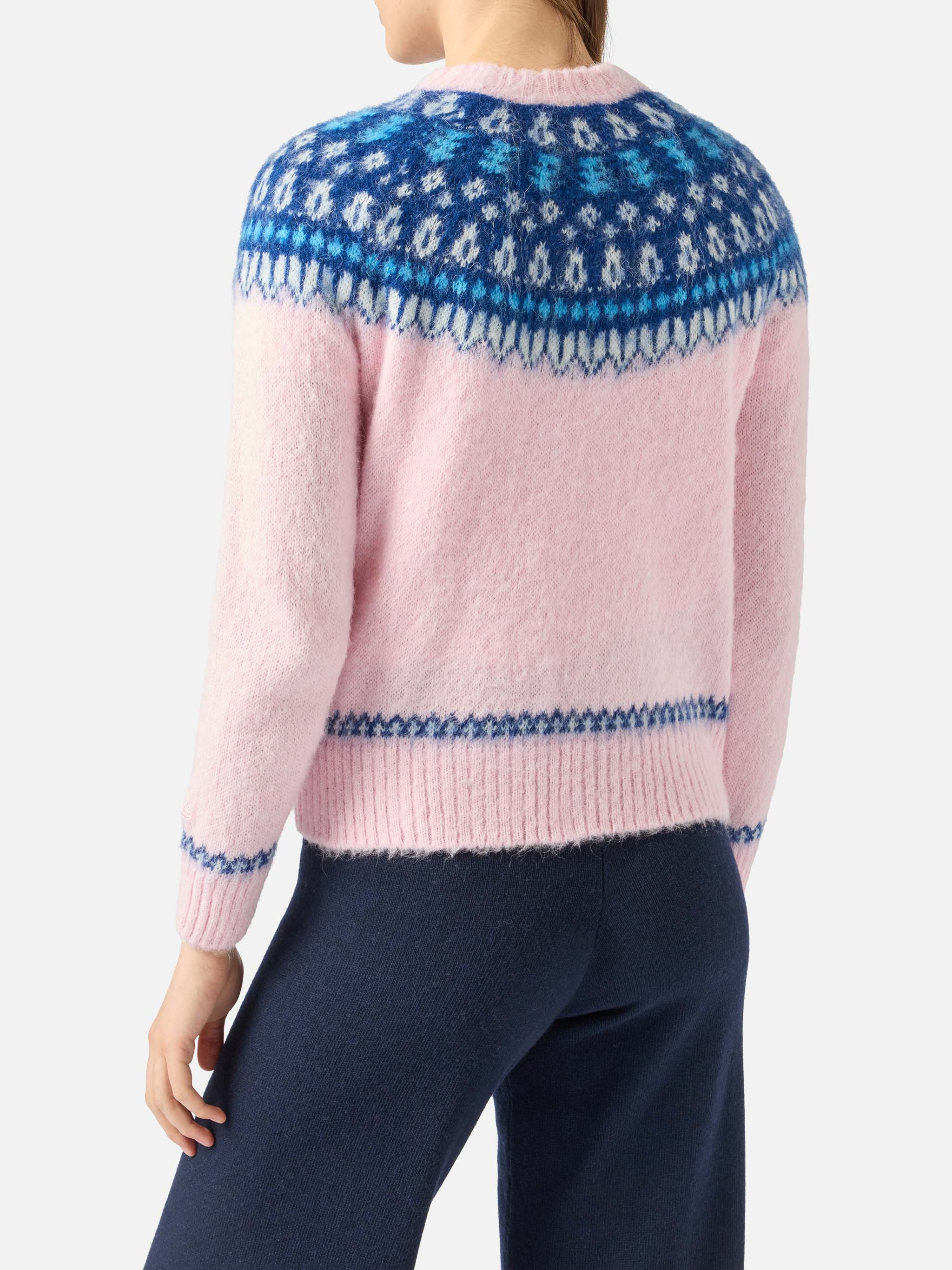 Pink New Queen Nordic Soft sweater with jacquard pattern - Image 3