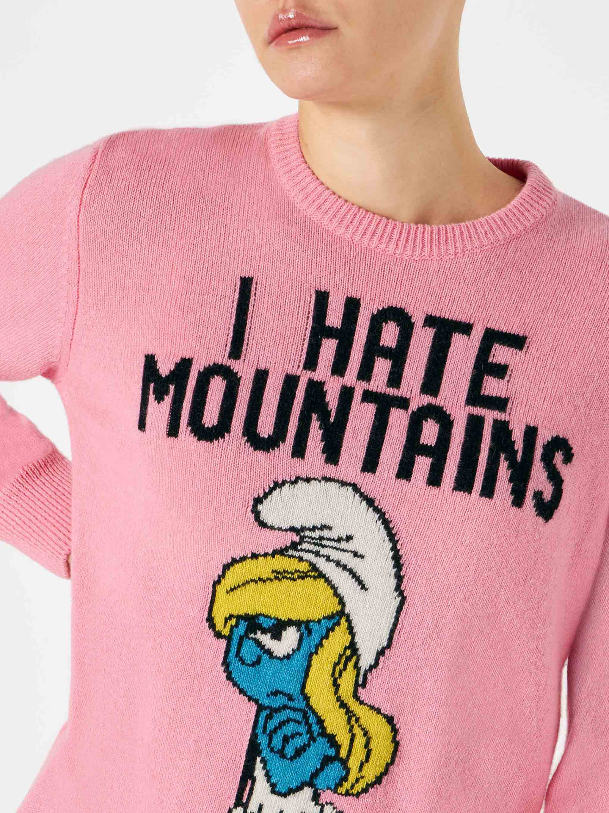 Queen pink sweater with Angry Smurfette print and I hate Mountains embroidery | Special Edition - Image 2