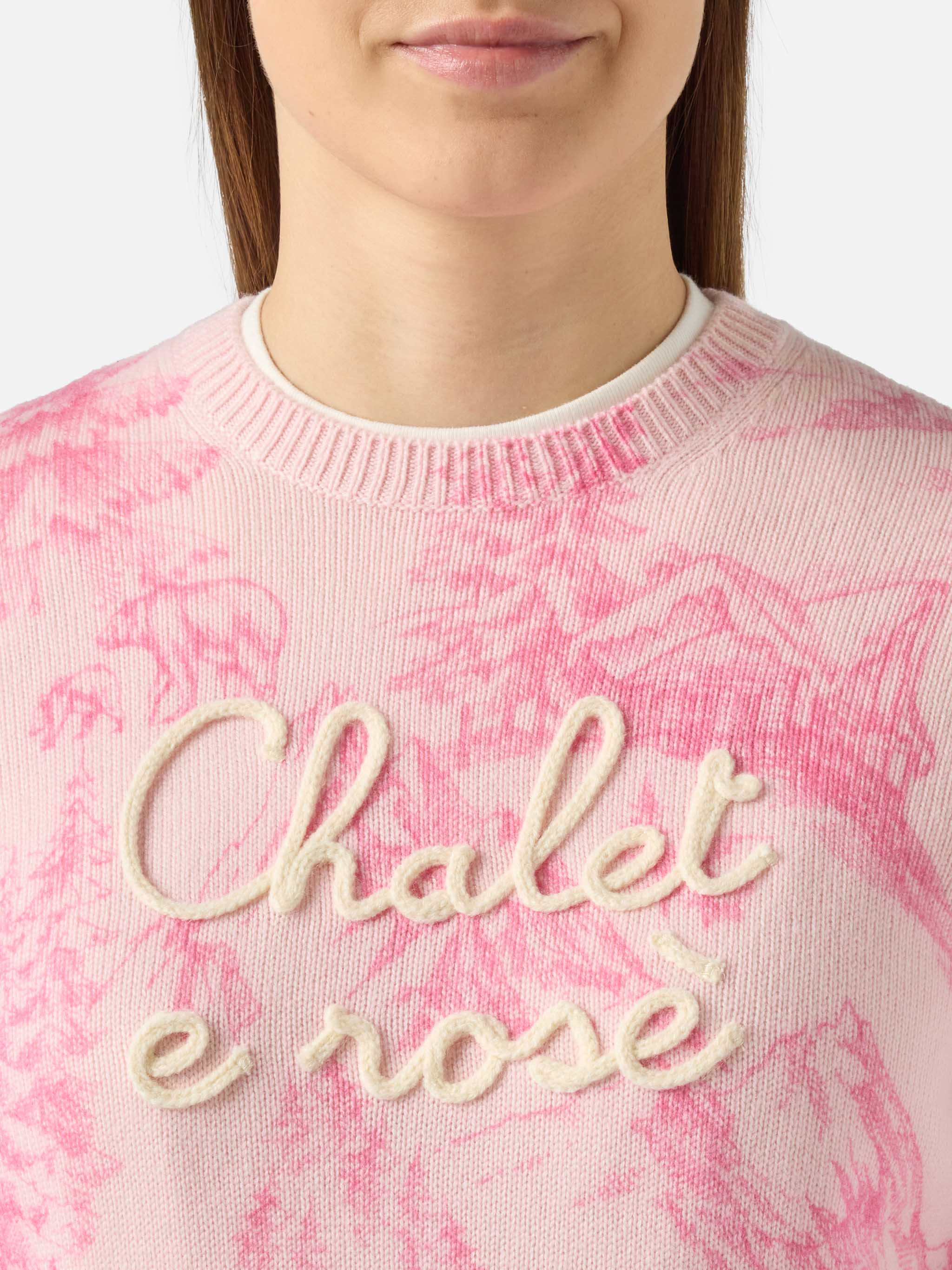 Pink New Queen sweater with print and Chalet embroidery - Image 2