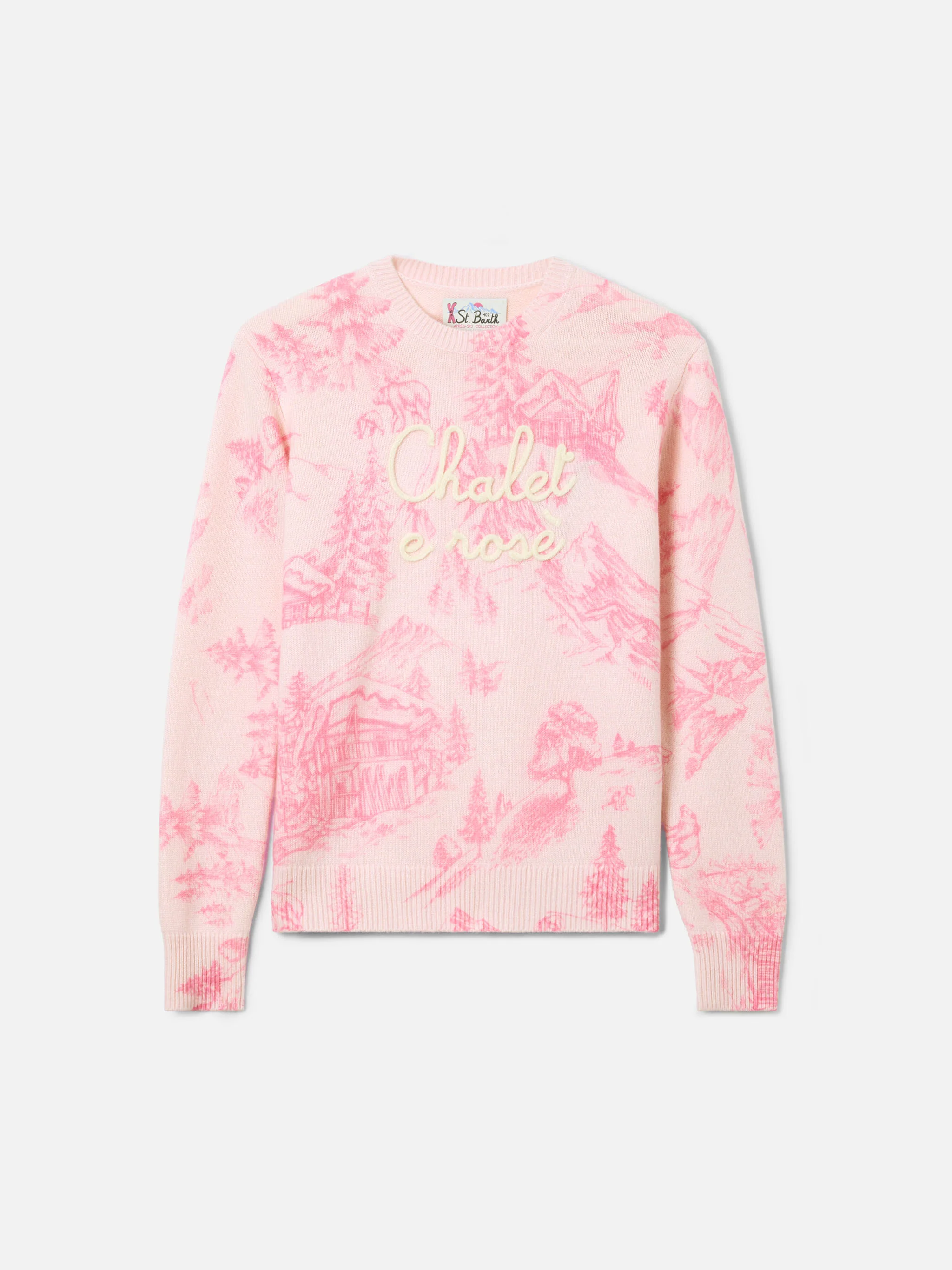 Pink New Queen sweater with print and Chalet embroidery - Image 5