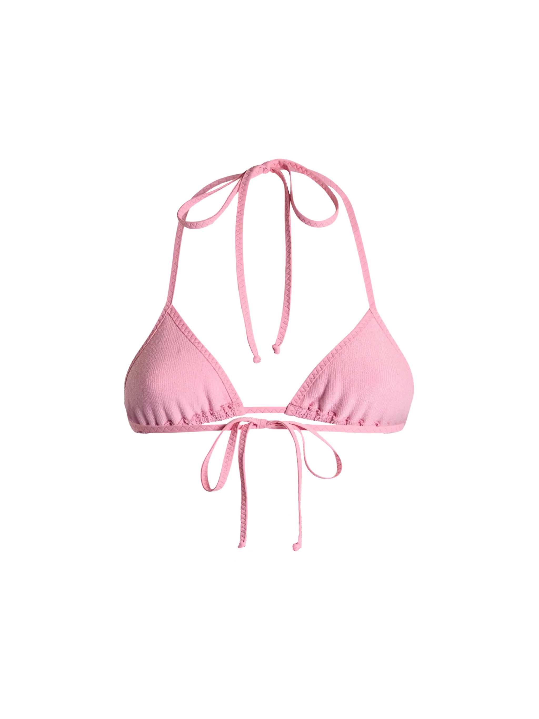 Leah pink crinkle solid color triangle bikini top - Image 2