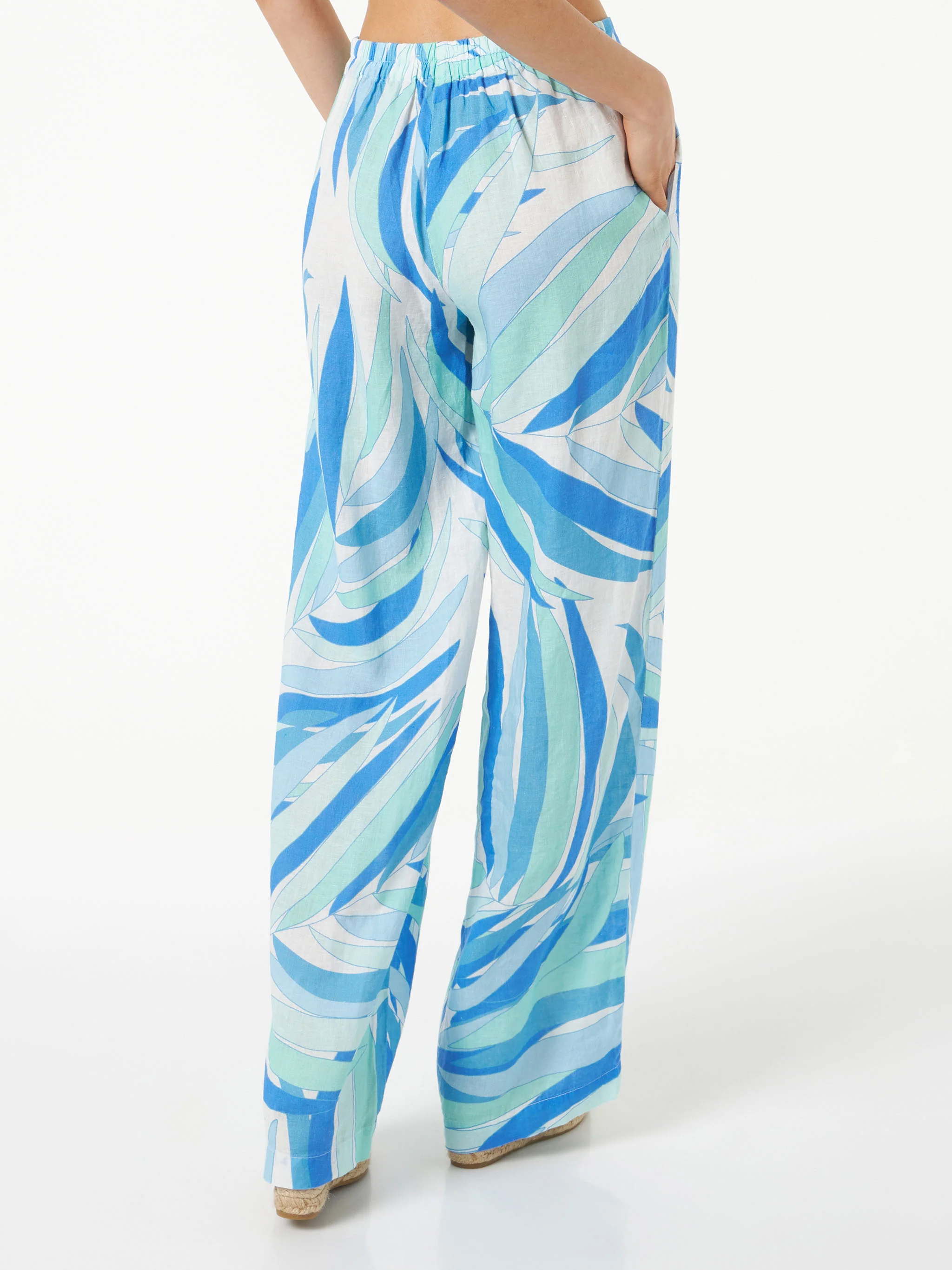 Light blue Taryn linen pants with palm print - Image 2