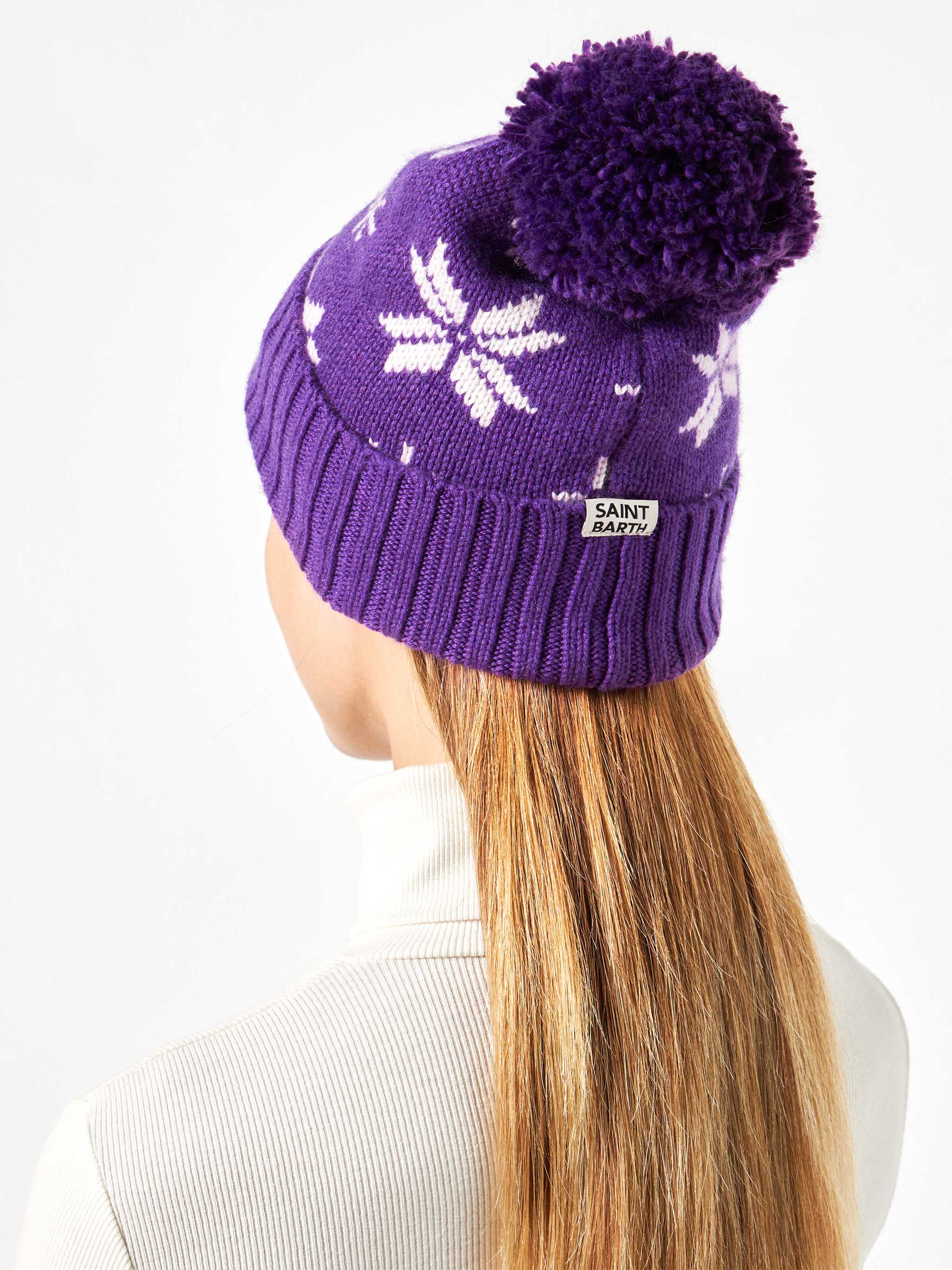 Holden purple knit beanie with Norwegian pattern - Image 3
