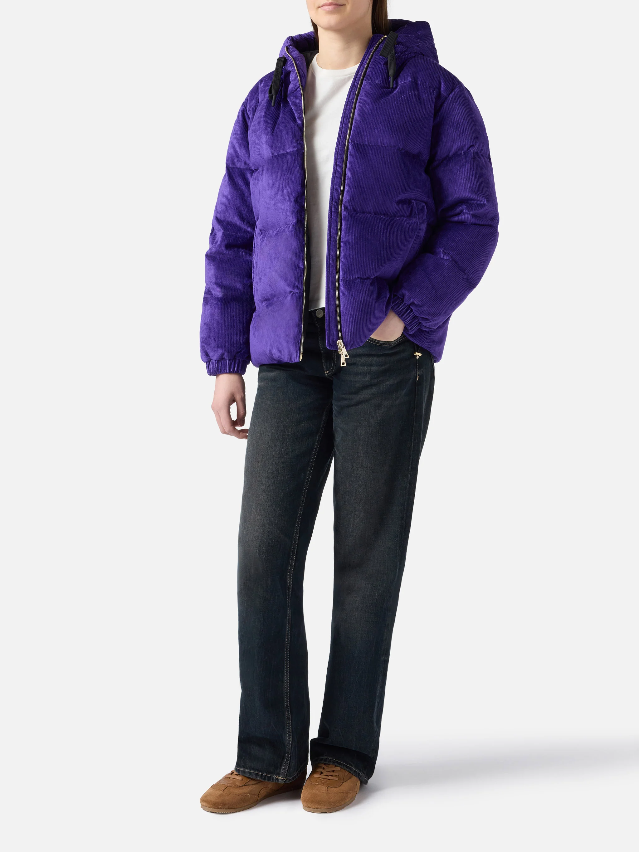 Purple corduroy Geneve hooded padded jacket - Image 2