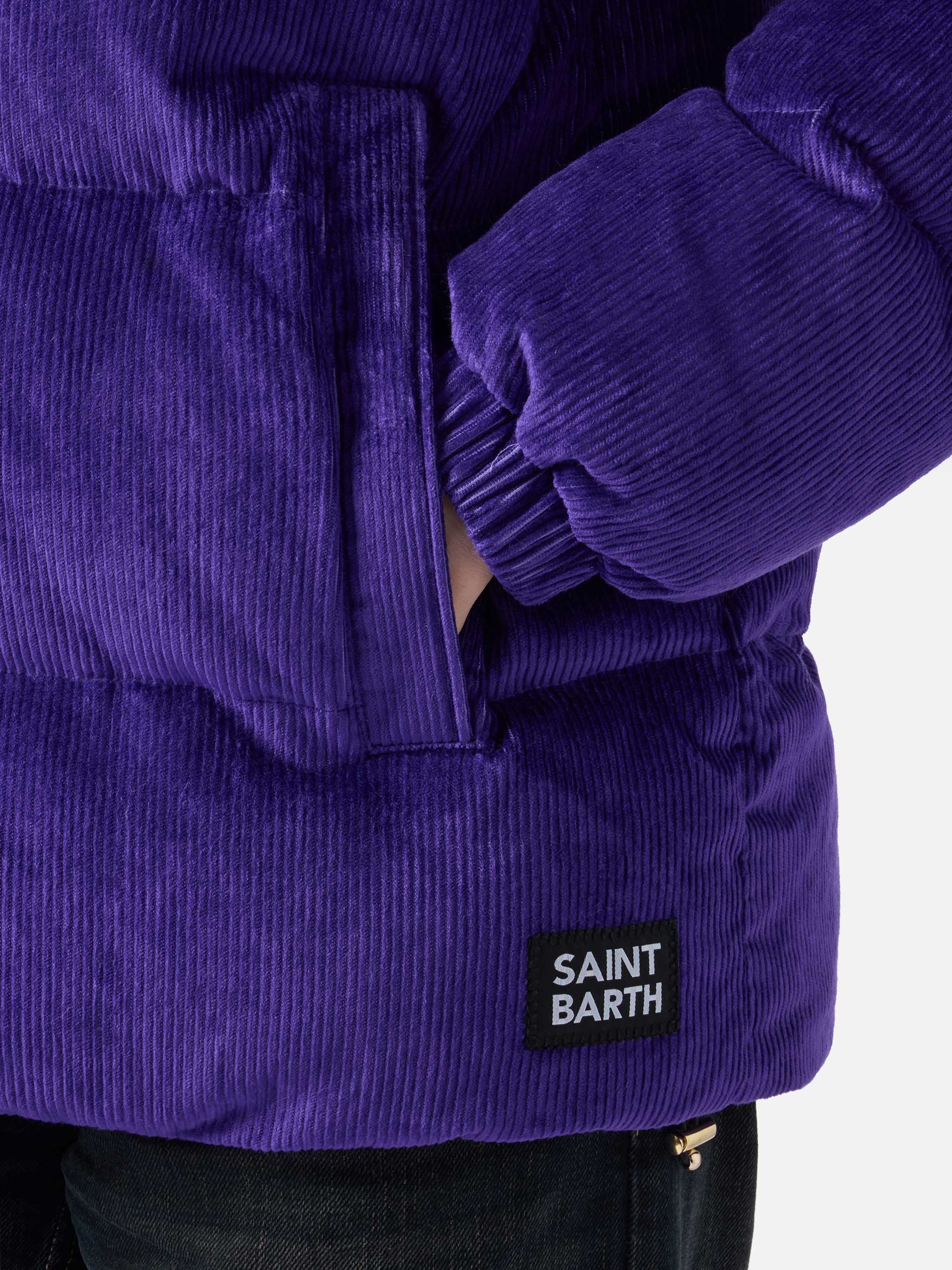 Purple corduroy Geneve hooded padded jacket - Image 3