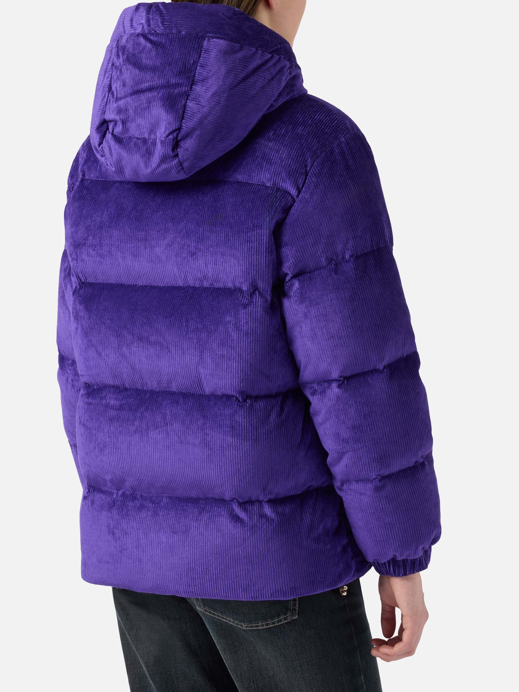 Purple corduroy Geneve hooded padded jacket - Image 4