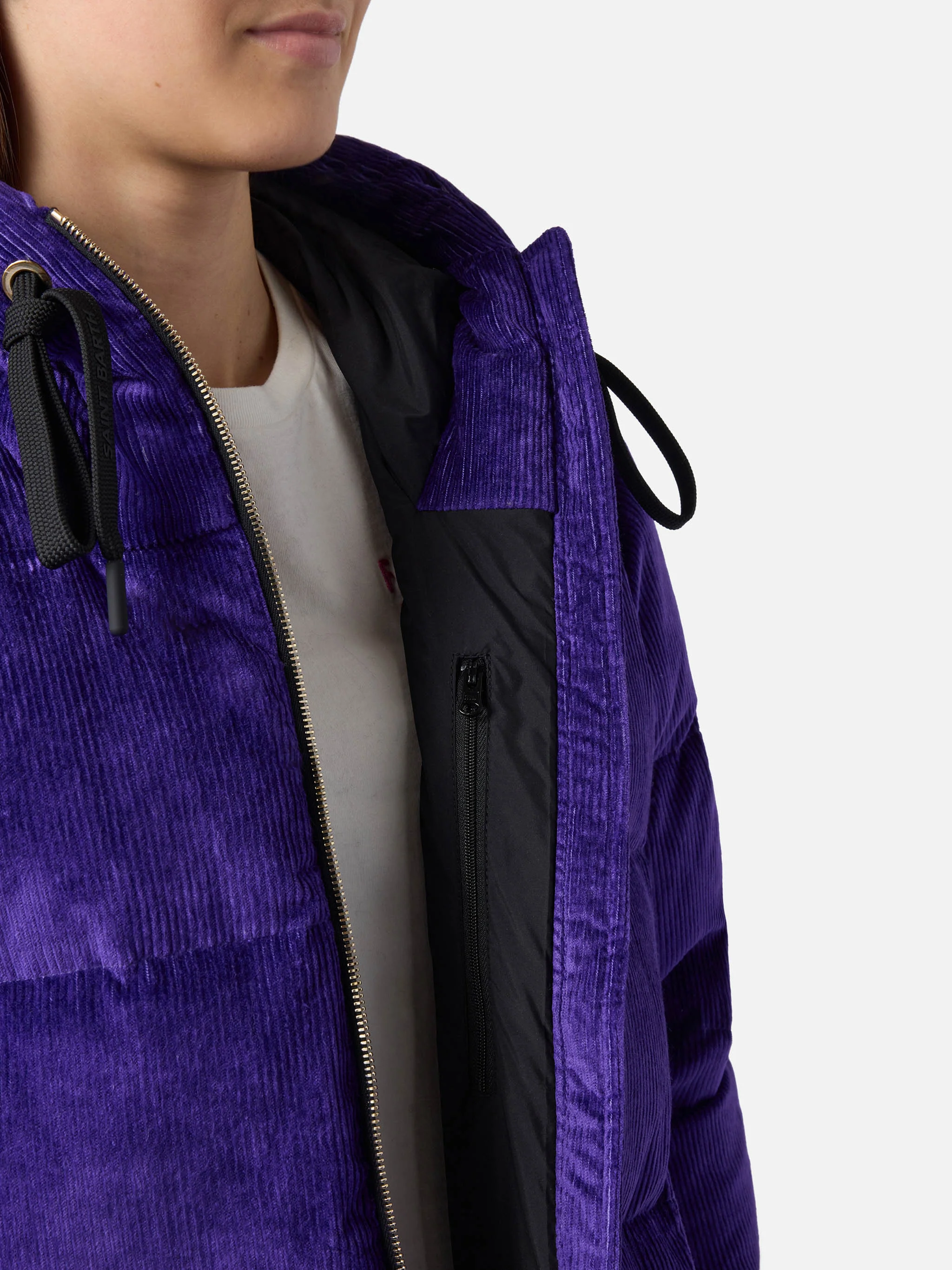 Purple corduroy Geneve hooded padded jacket - Image 5