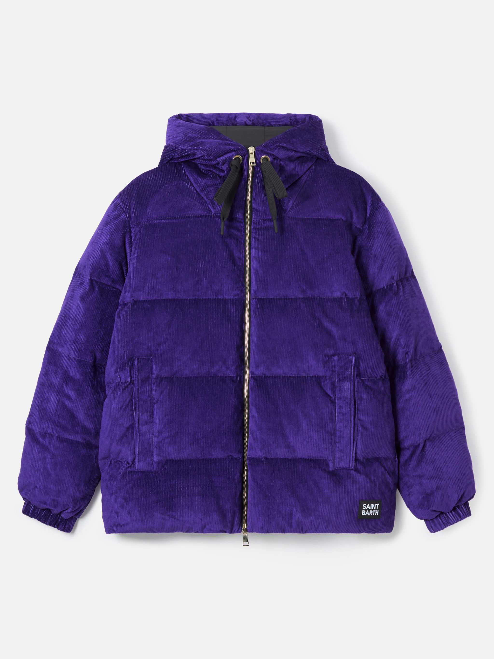 Purple corduroy Geneve hooded padded jacket - Image 6