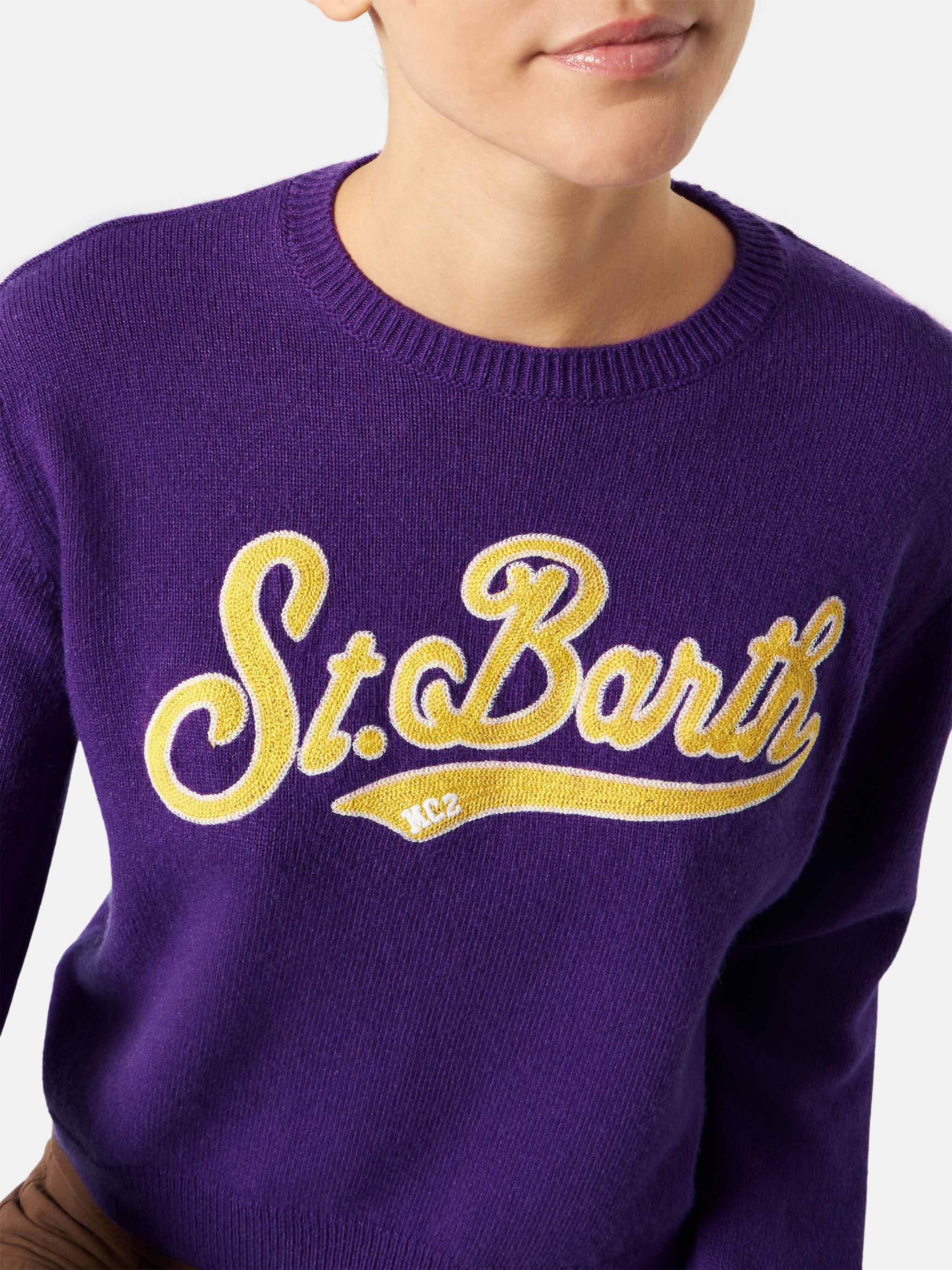 Purple New Queen cropped sweater with logo - Image 2