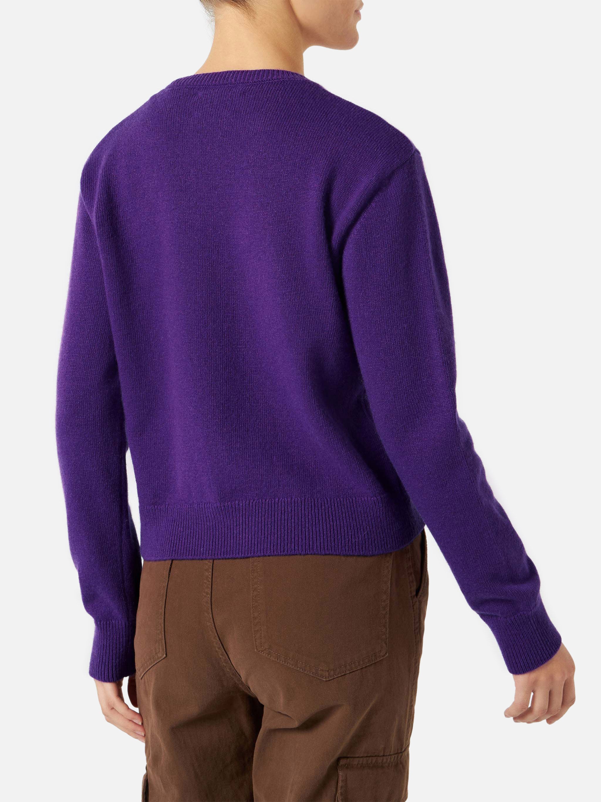 Purple New Queen cropped sweater with logo - Image 3