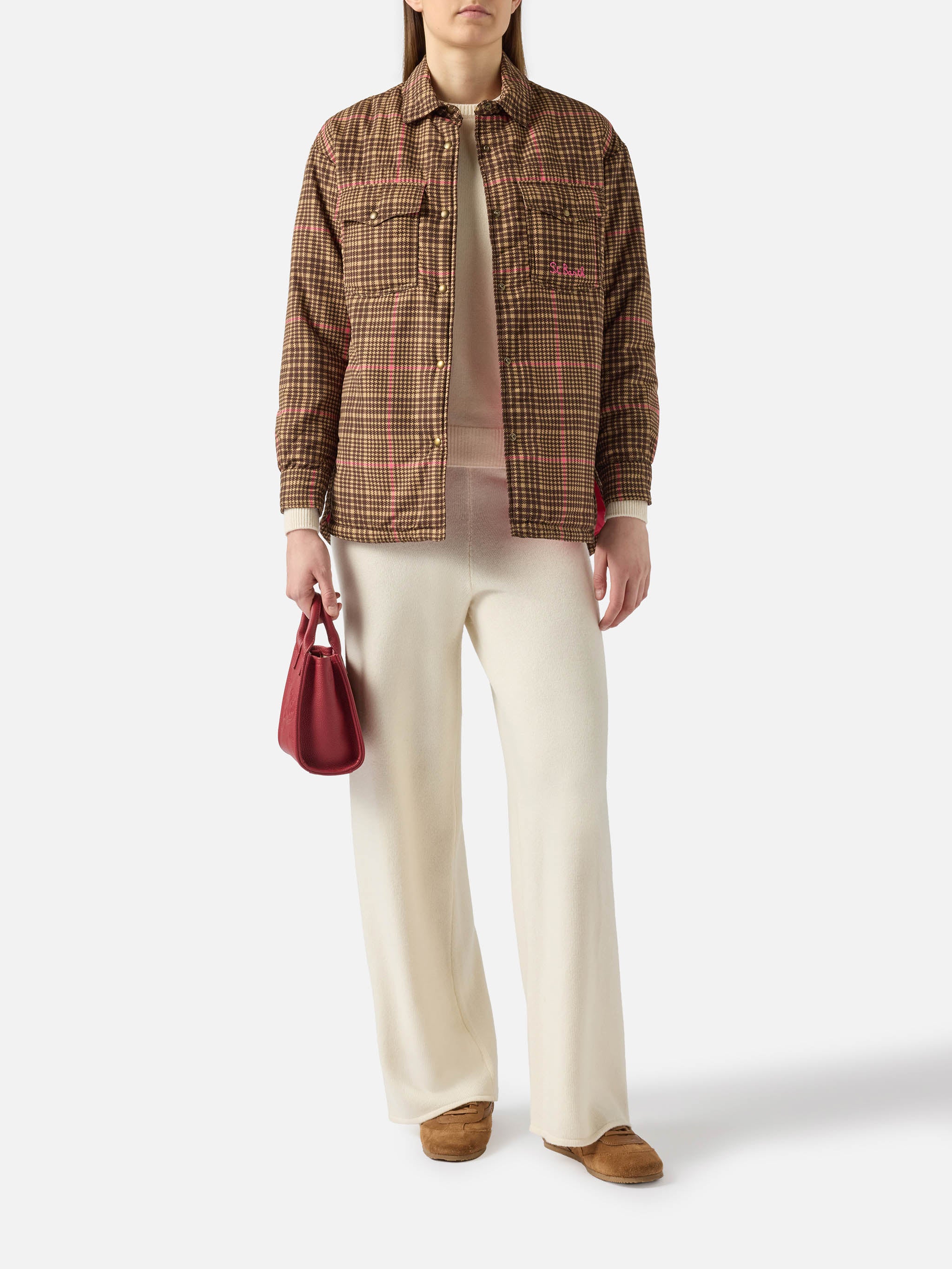 Quilted padded lightweight jacket Kimmy with pied de poule print - Image 2